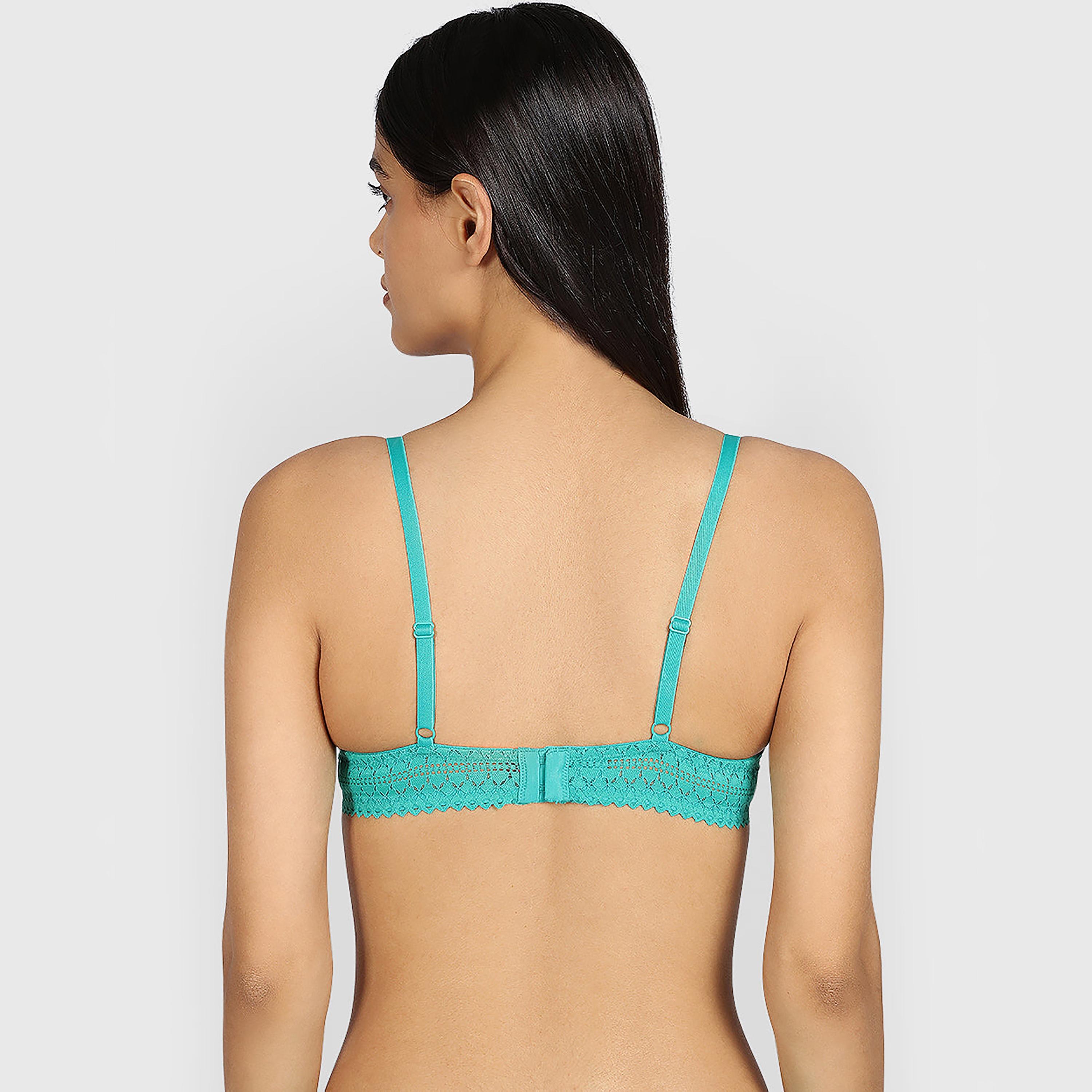 La Senza Remix Green Cotton Wired Medium Support Padded Women's Demi Bra-women-clothing-lingerie-bras-image-4