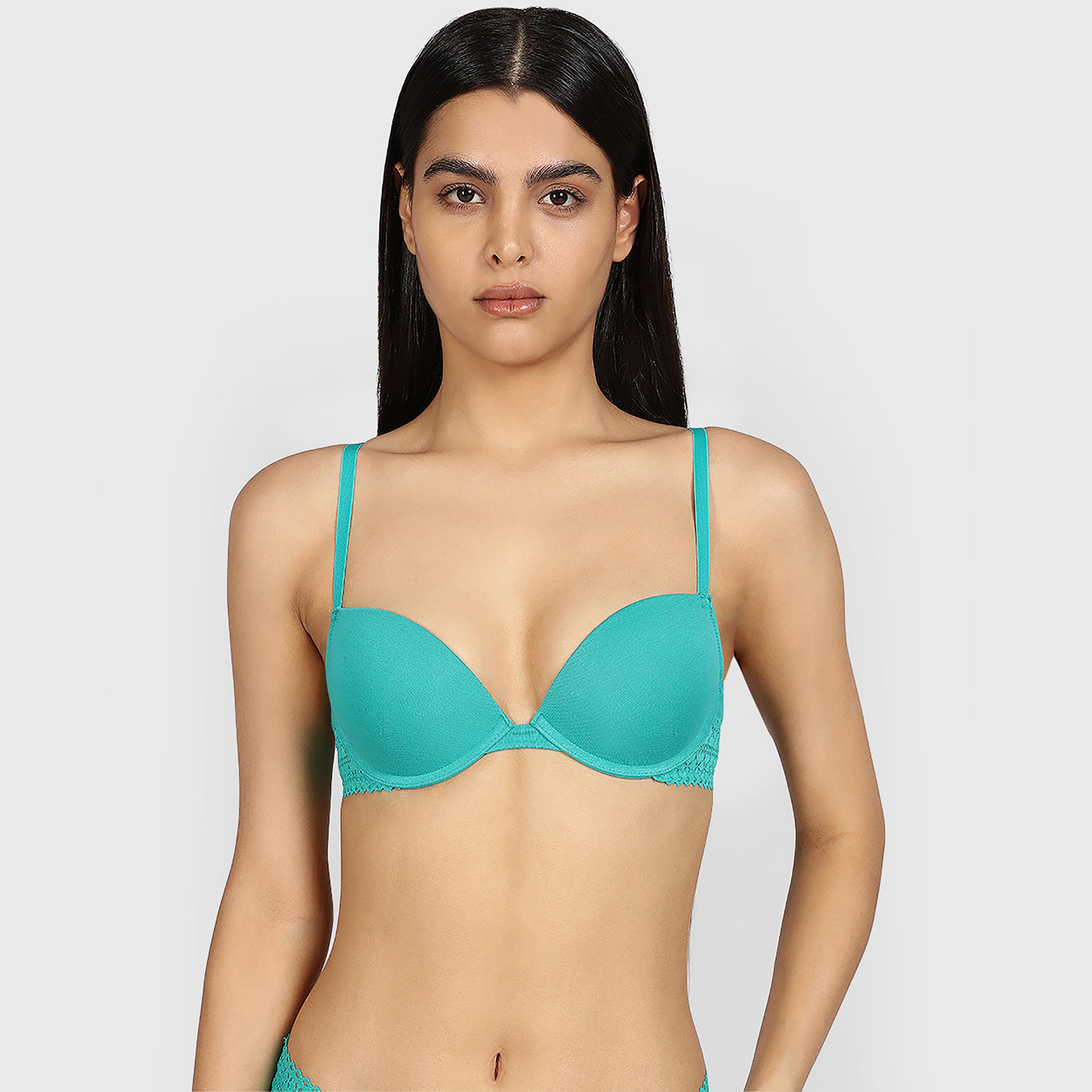حمالة صدر نسائية بلانج مبطنة بالقطن الأخضر ريميكس برباط ودعم متوسط من لا سينزا-women-clothing-lingerie-bras-image-1
