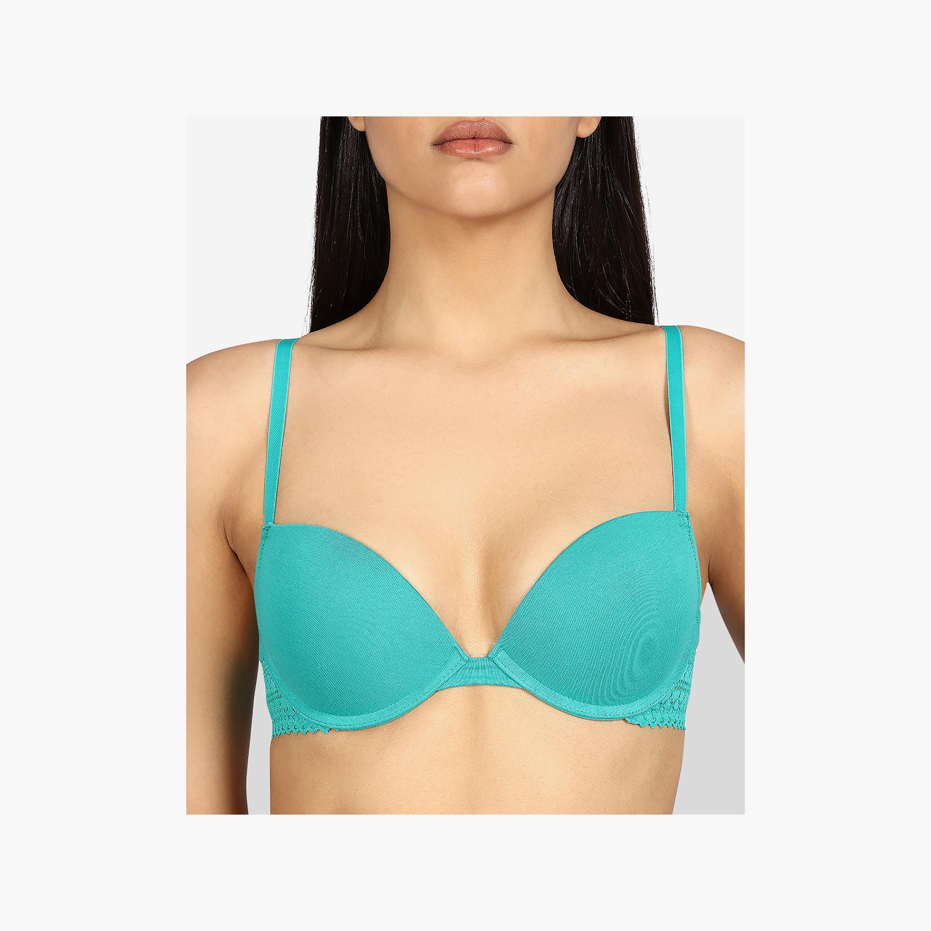 حمالة صدر نسائية بلانج مبطنة بالقطن الأخضر ريميكس برباط ودعم متوسط من لا سينزا-women-clothing-lingerie-bras-image-2