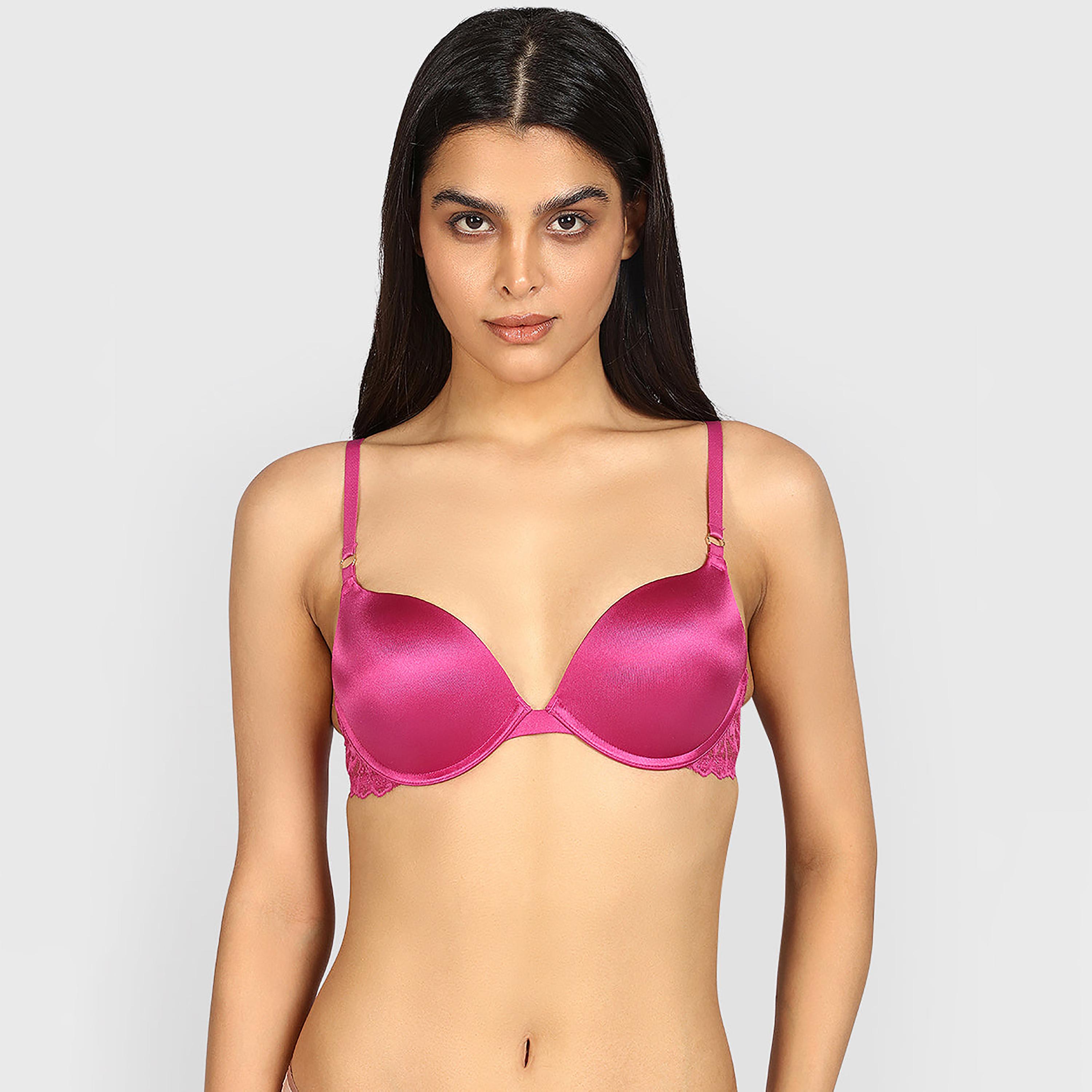 La Senza Hello Sugar Pink Micro Wired High Support Padded Women's Plunge Bra-women-clothing-lingerie-bras-image-1
