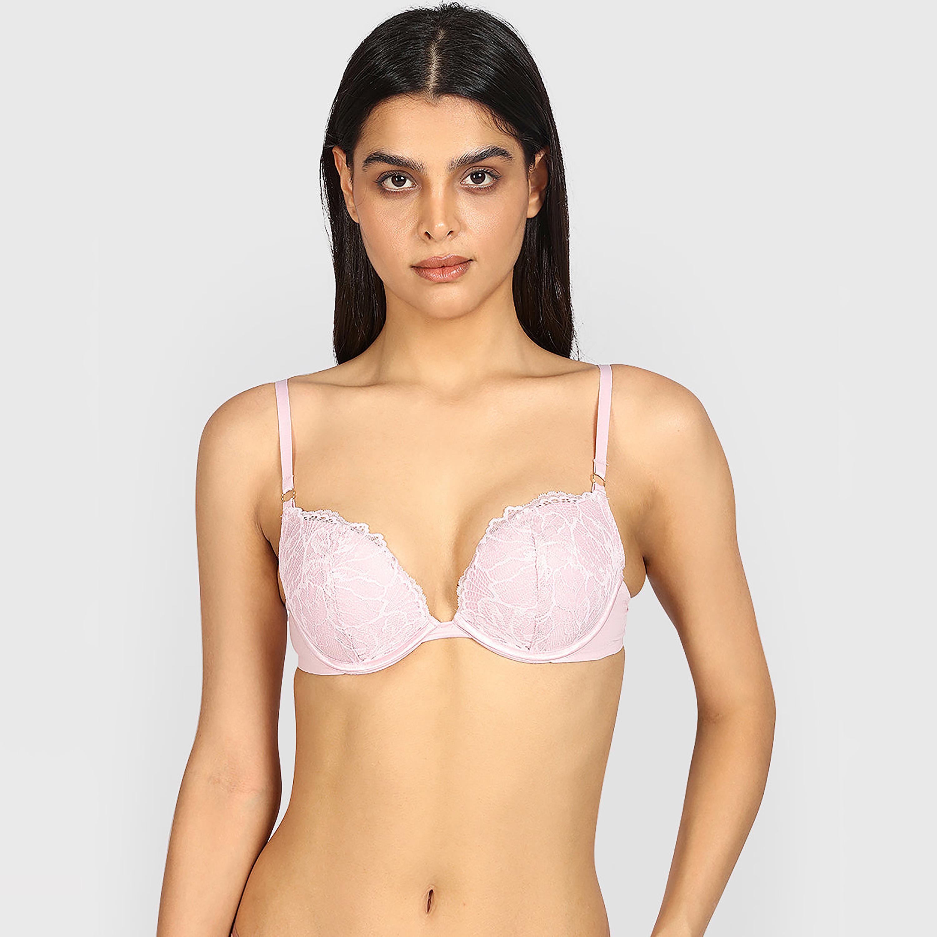 La Senza Beyong Sexy Pink Micro Wired High Support Gel Padded Women's Plunge Bra-women-clothing-lingerie-bras-image-1