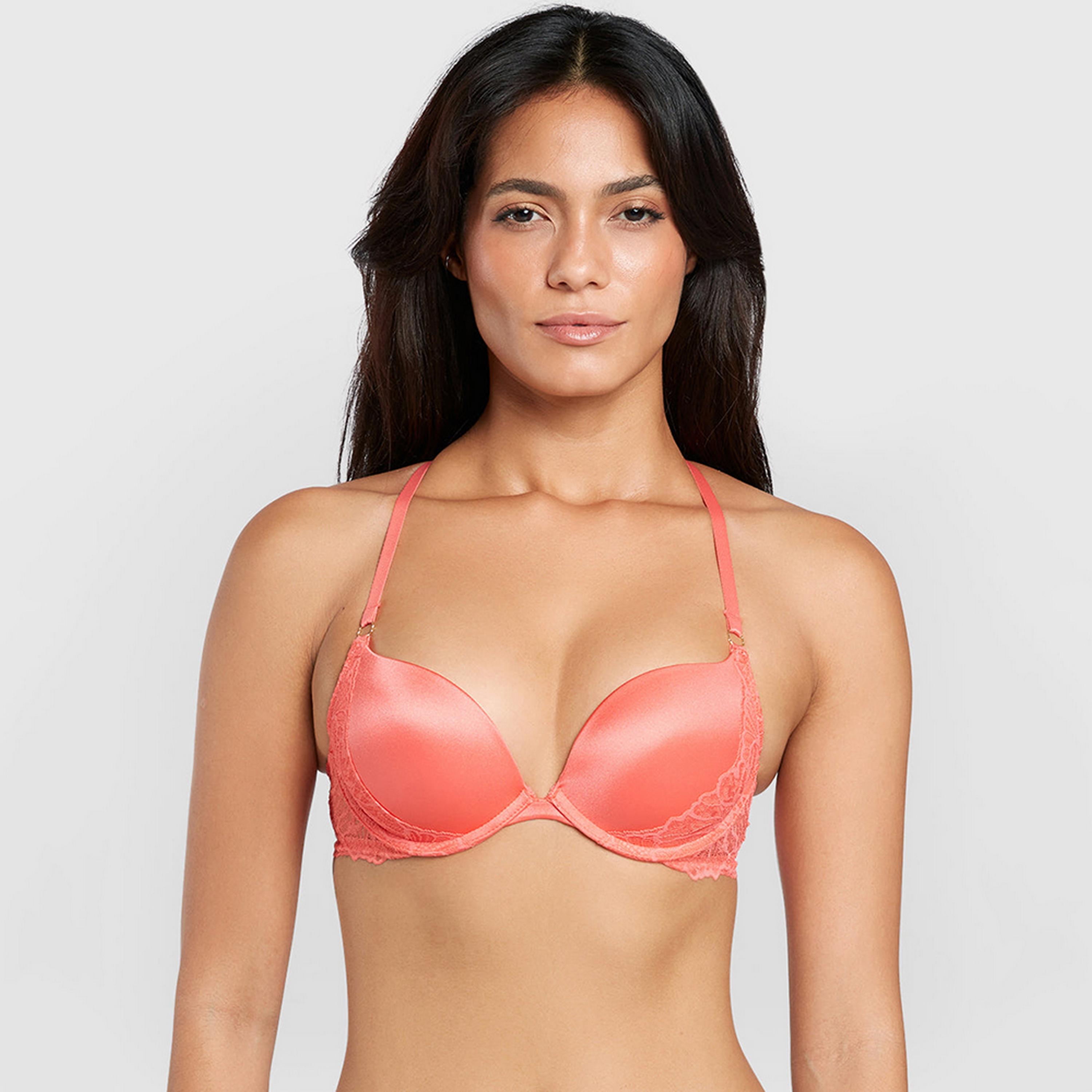 La Senza Beyond Sexy Coral Wired High Support Gel Padded Women's Plunge Bra-women-clothing-lingerie-bras-image-1