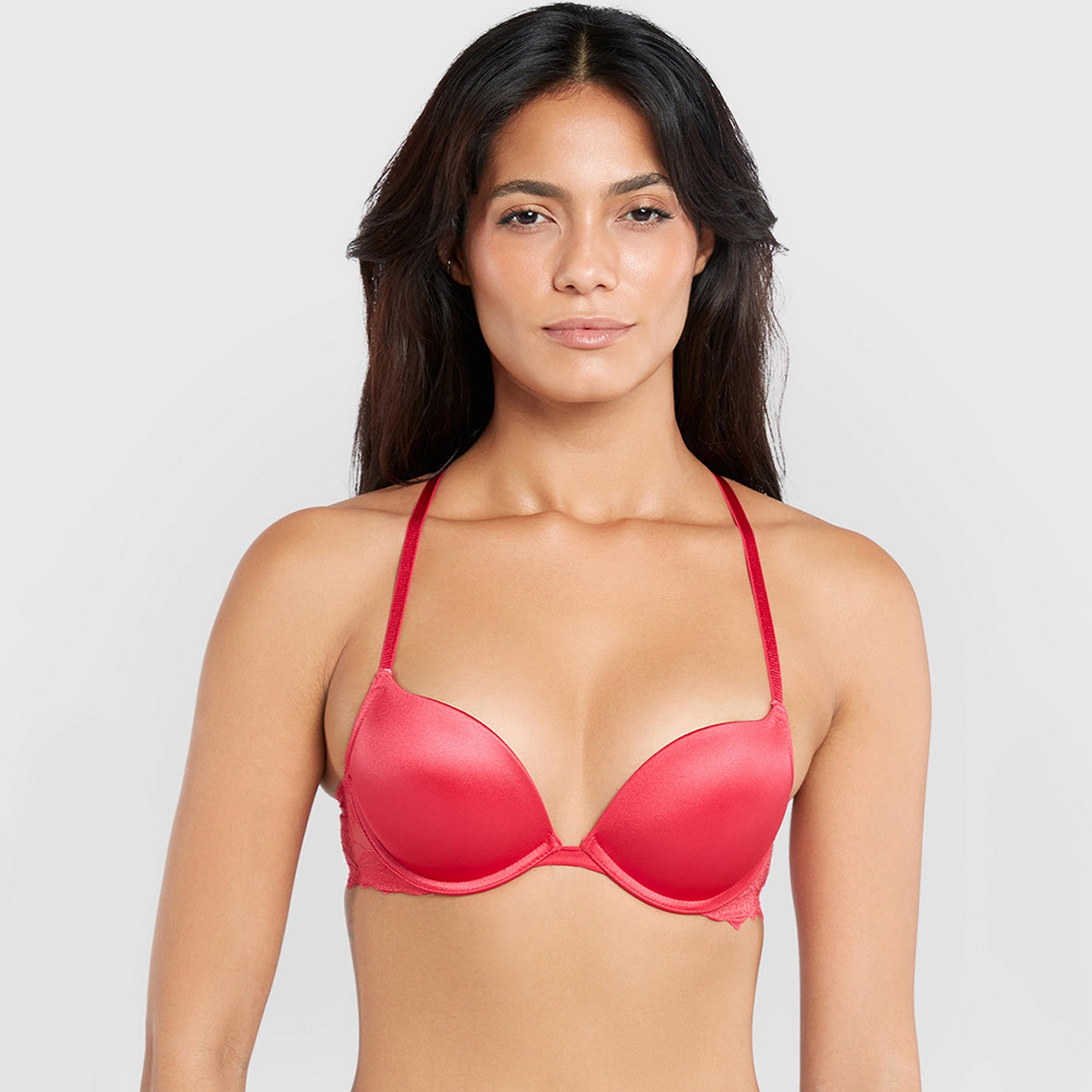 La Senza Beyond Sexy Red Wired High Support Gel Padded Women's Plunge Bra-women-clothing-lingerie-bras-image-1