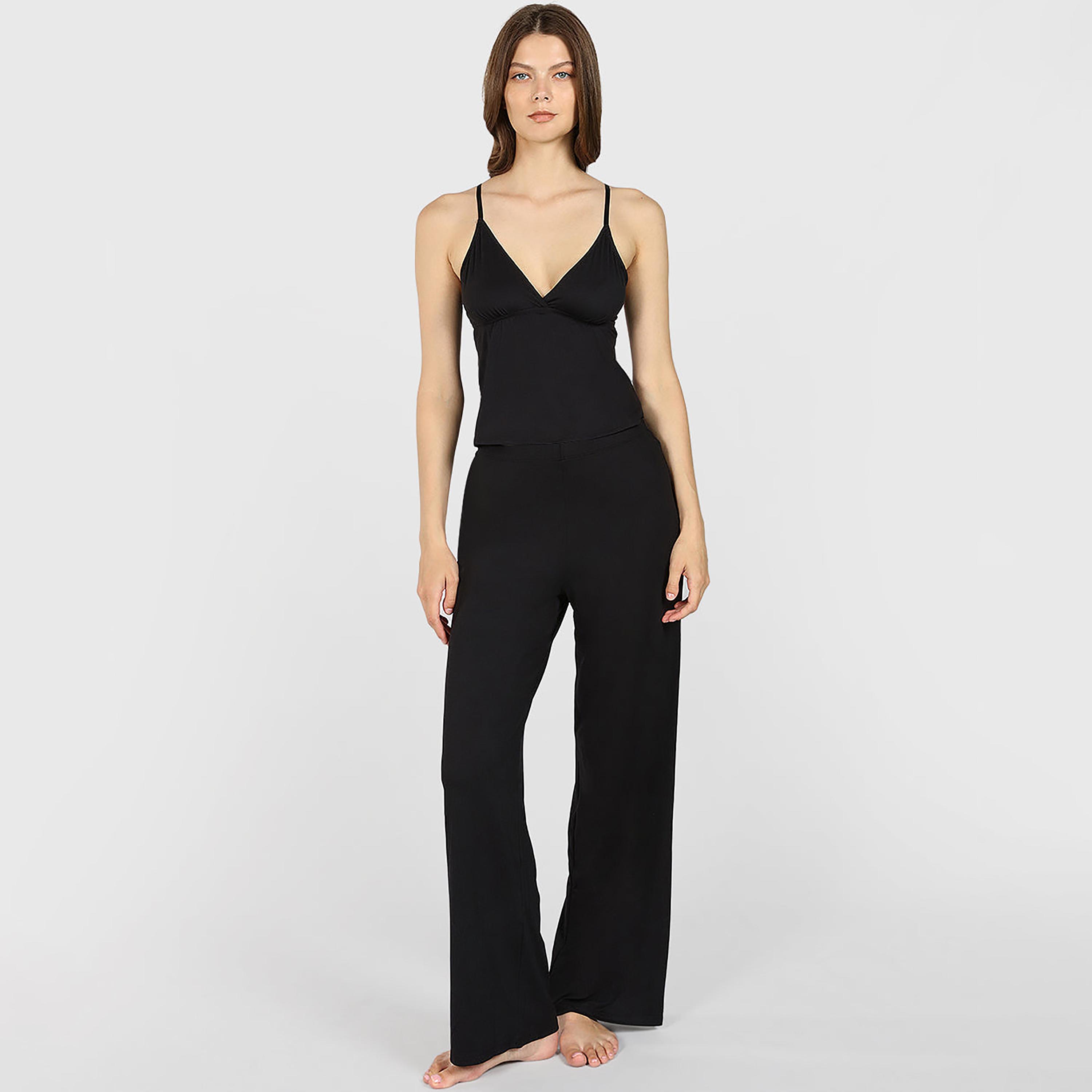 قميص داخلي نسائي سادة بحمالات وبلا أكمام من لا سينزا-women-clothing-nightwear-pyjamas-tops-image-3