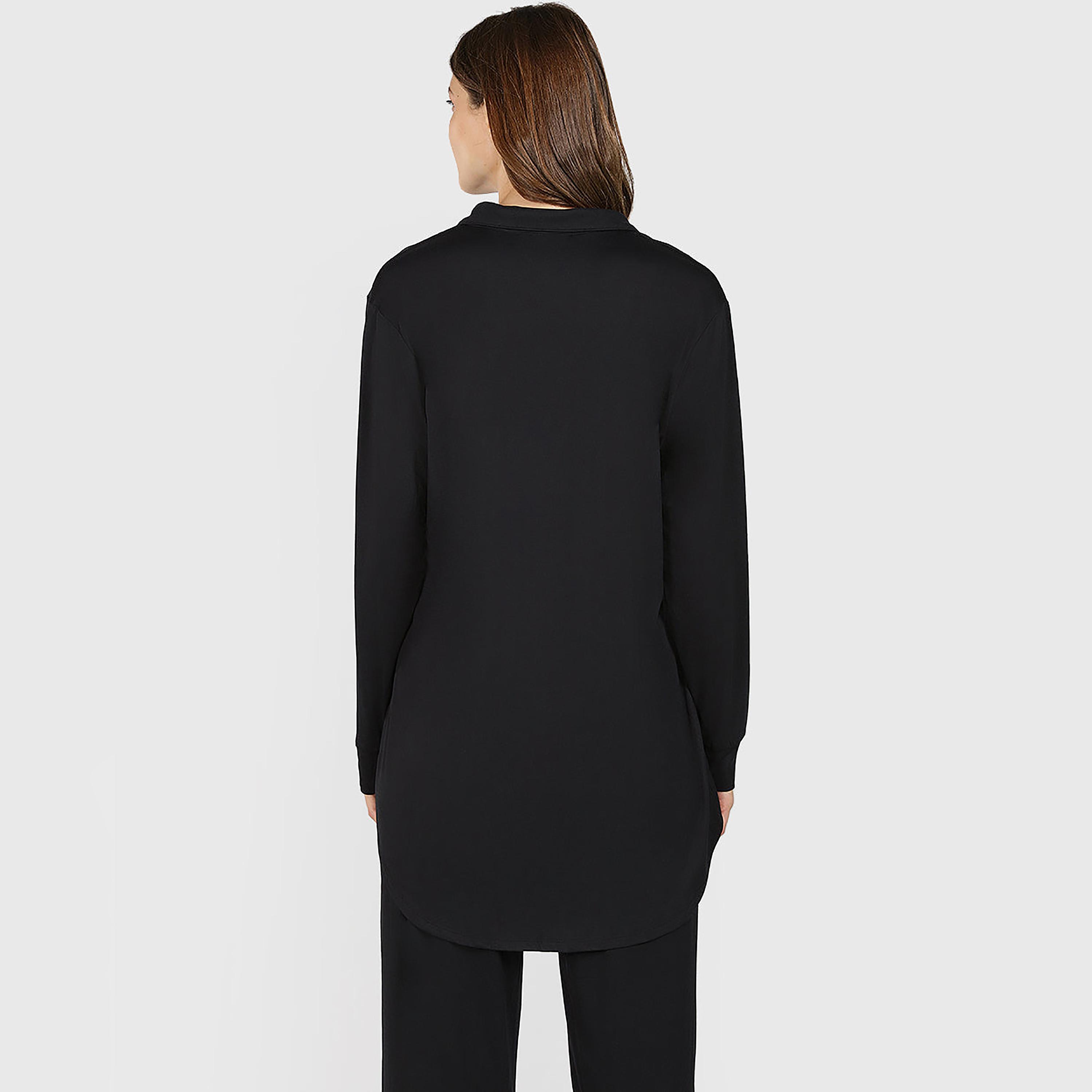قميص نوم نسائي سادة بياقة وأكمام طويلة من لا سينزا-women-clothing-nightwear-pyjamas-tops-image-4