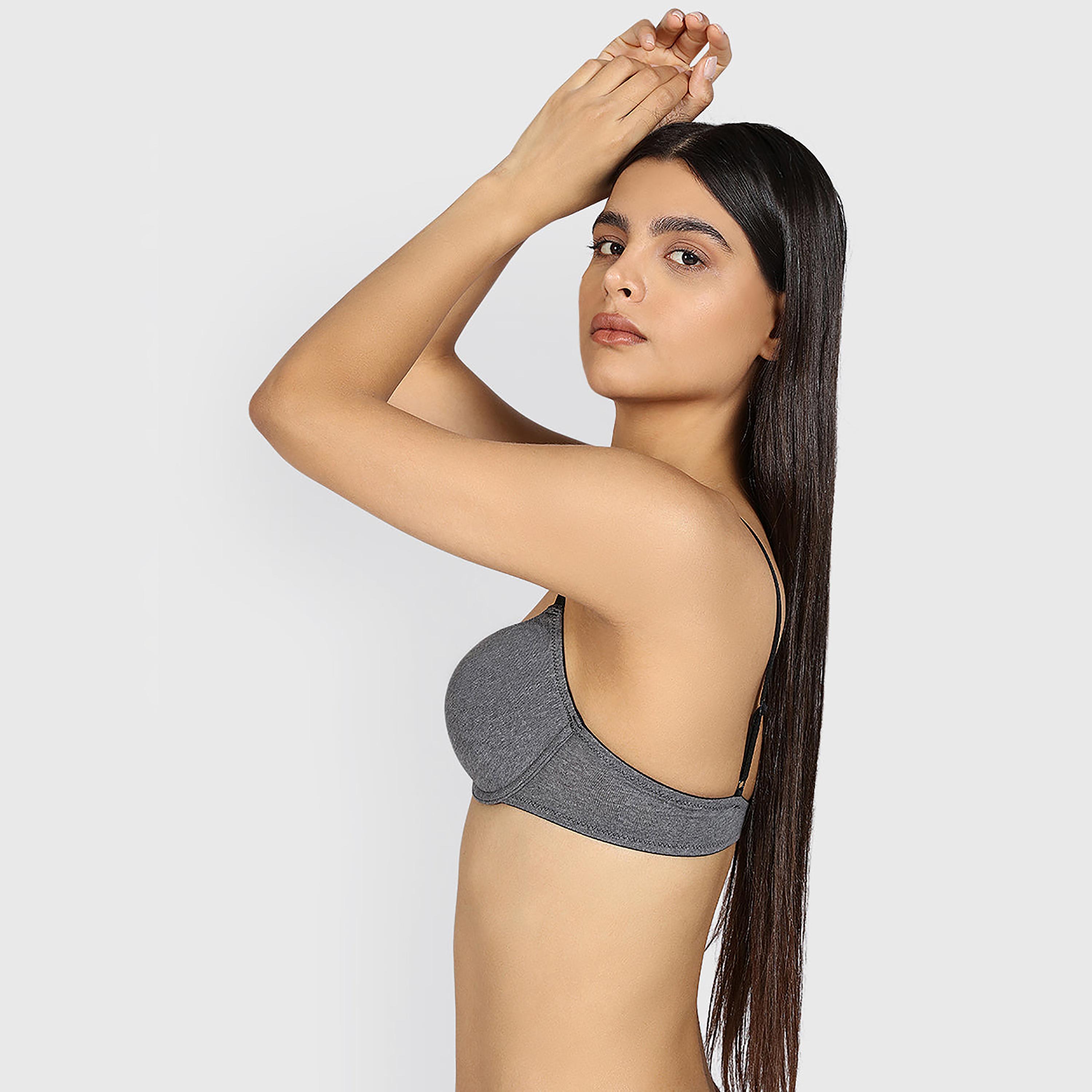 حمالة صدر نسائية نصفية، هيذر، سلكية، متوسطة الدعم، مبطنة من لا سينزا-women-clothing-lingerie-bras-image-3