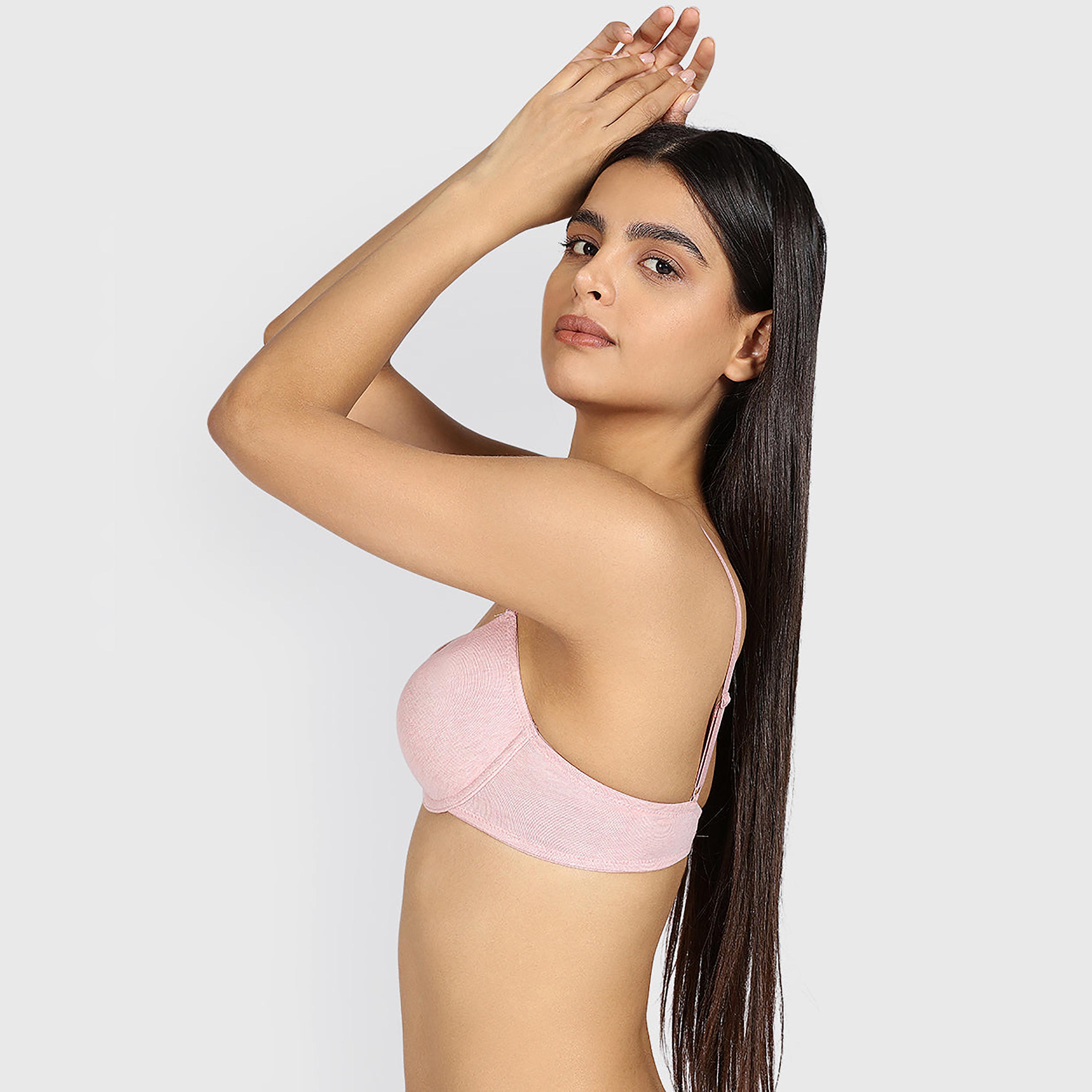 حمالة صدر نسائية نصفية، هيذر، سلكية، متوسطة الدعم، مبطنة من لا سينزا-women-clothing-lingerie-bras-image-3