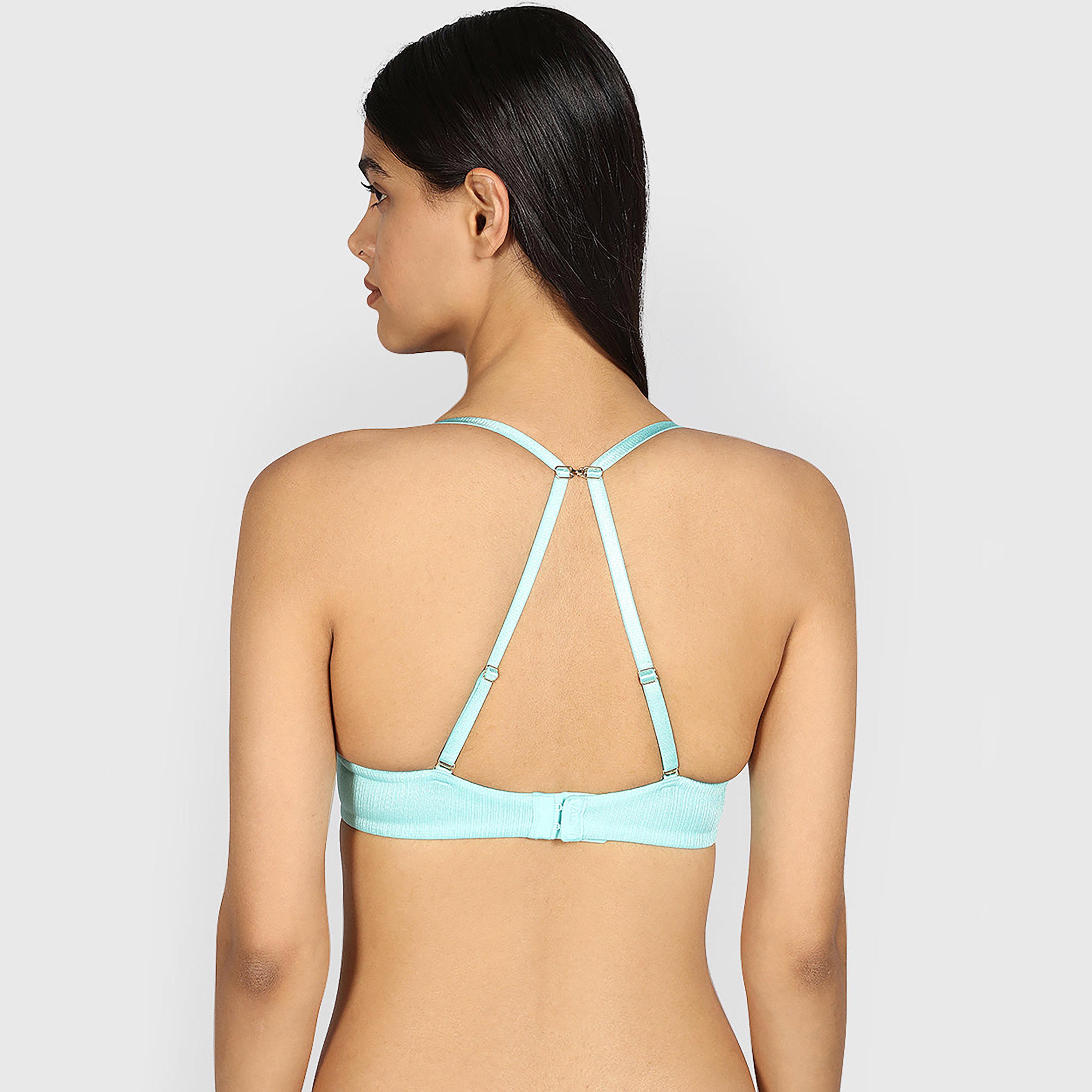 La Senza Beyond Sexy Blue Plain Wired Medium Support Padded Women's Push-Up Plunge Bra-women-clothing-lingerie-bras-image-3