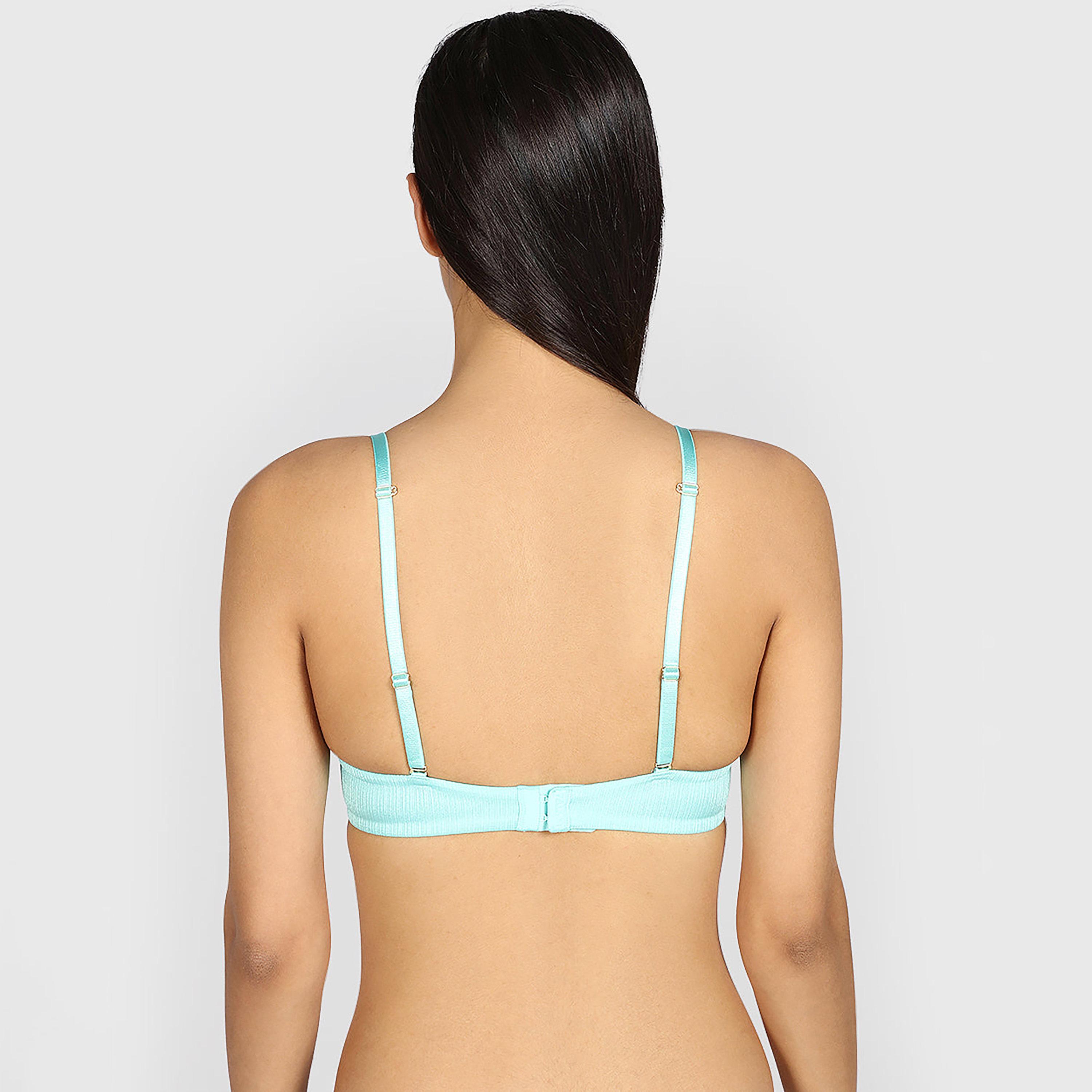 La Senza Beyond Sexy Blue Plain Wired Medium Support Padded Women's Push-Up Plunge Bra-women-clothing-lingerie-bras-image-4