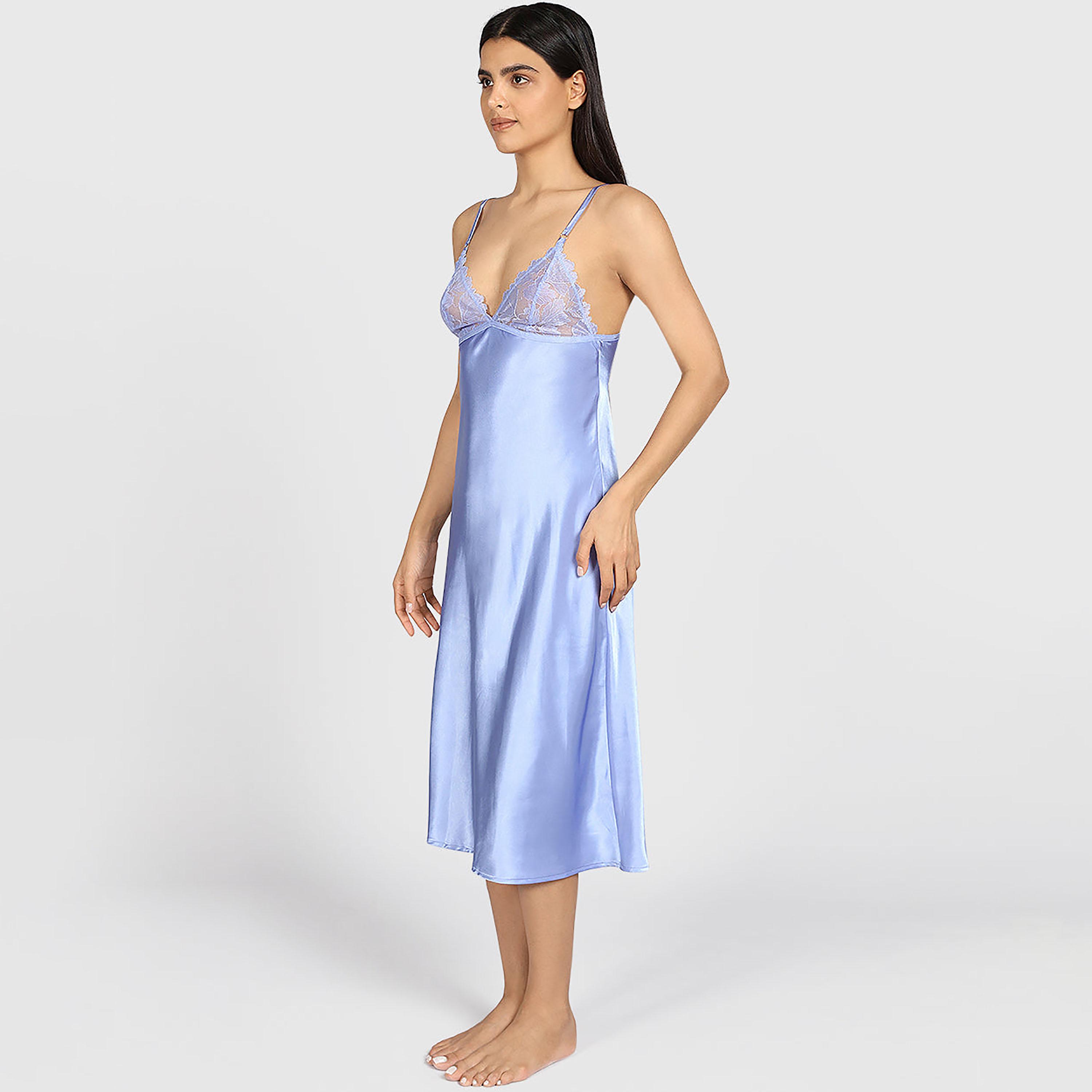فستان نوم نسائي دانتيل بحمالات رفيعة بدون أكمام من لا سنزا-women-clothing-nightwear-nighties-image-3