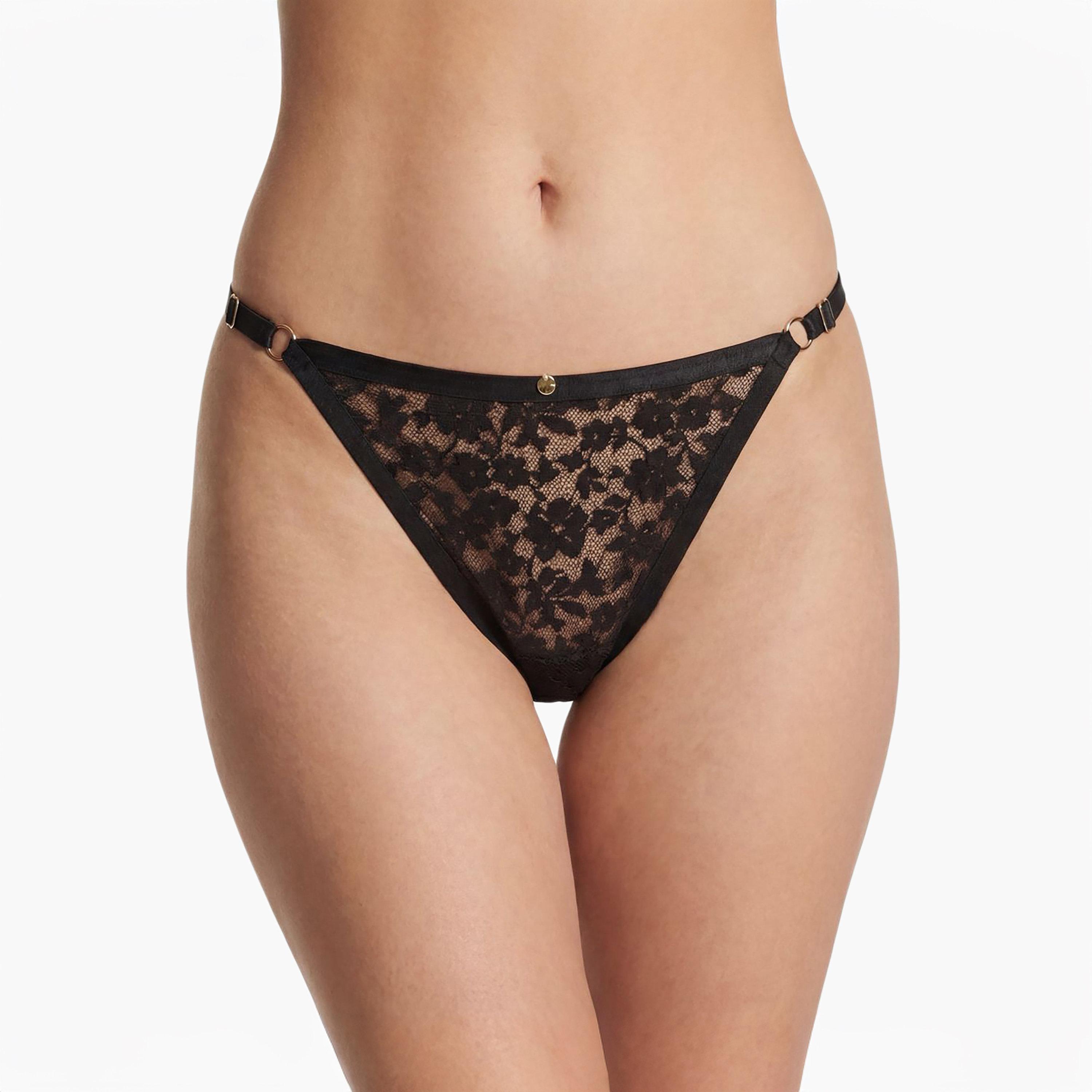 La Senza Sexy Black Low Coverage Women's Thong Panties-women-clothing-lingerie-panties-image-1