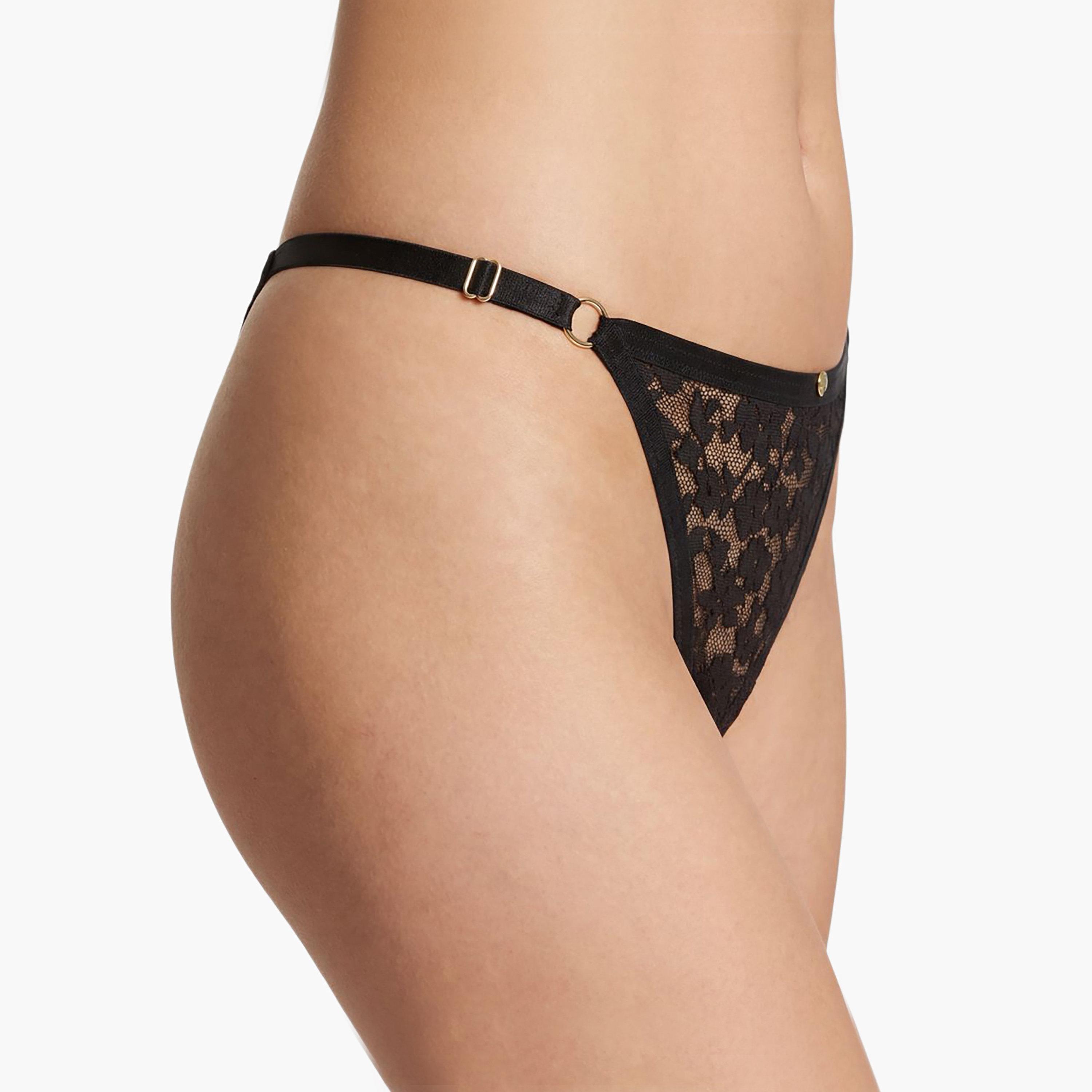 La Senza Sexy Black Low Coverage Women's Thong Panties-women-clothing-lingerie-panties-image-2