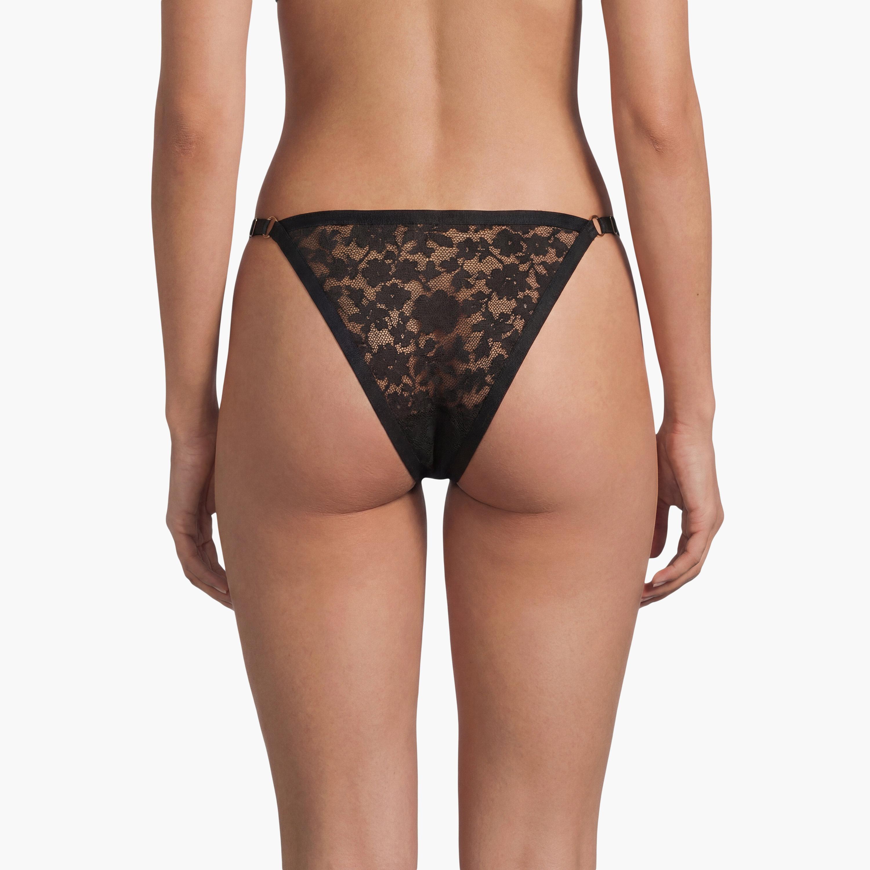 La Senza Sexy Black Low Coverage Women's Thong Panties-women-clothing-lingerie-panties-image-3