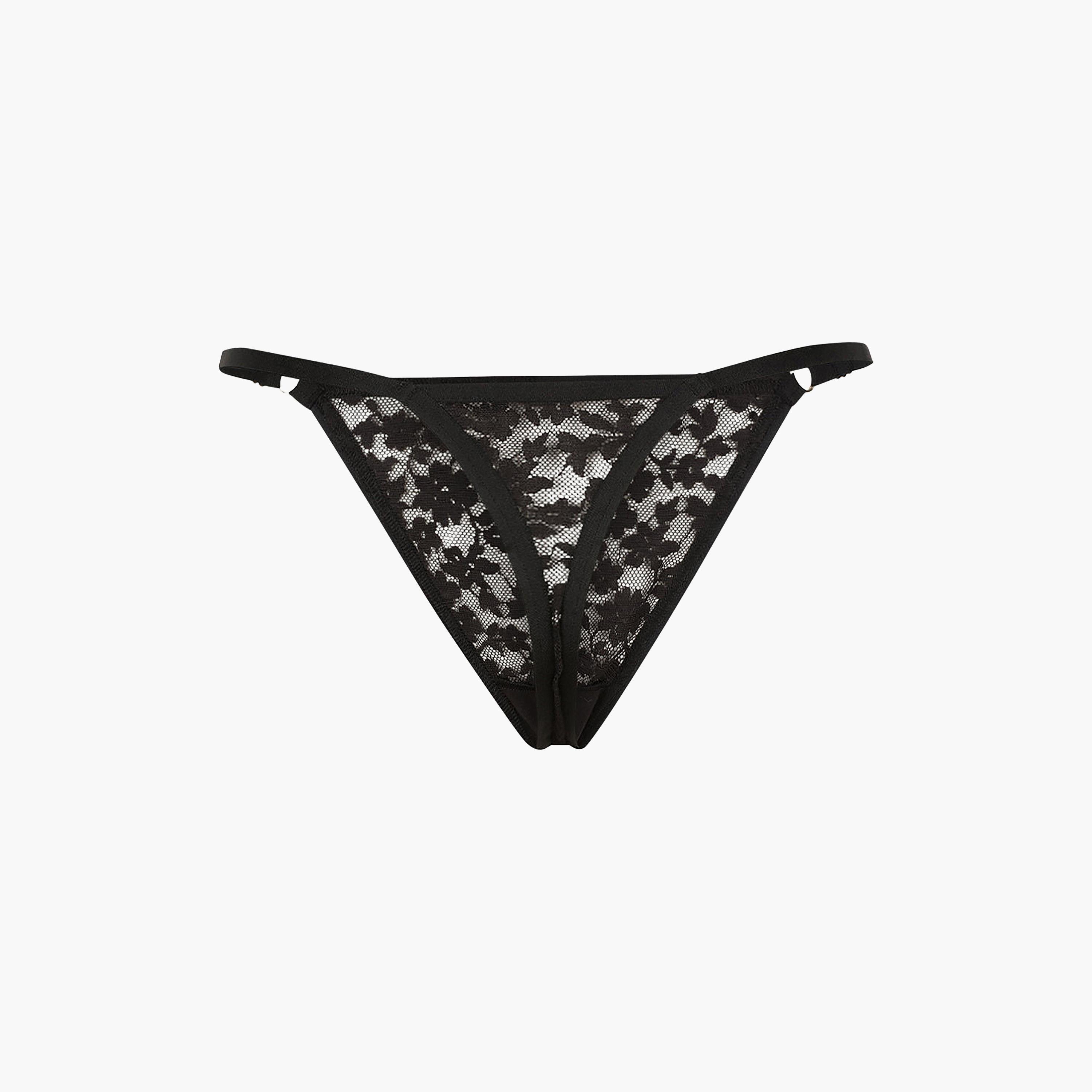 La Senza Sexy Black Low Coverage Women's Thong Panties-women-clothing-lingerie-panties-image-5