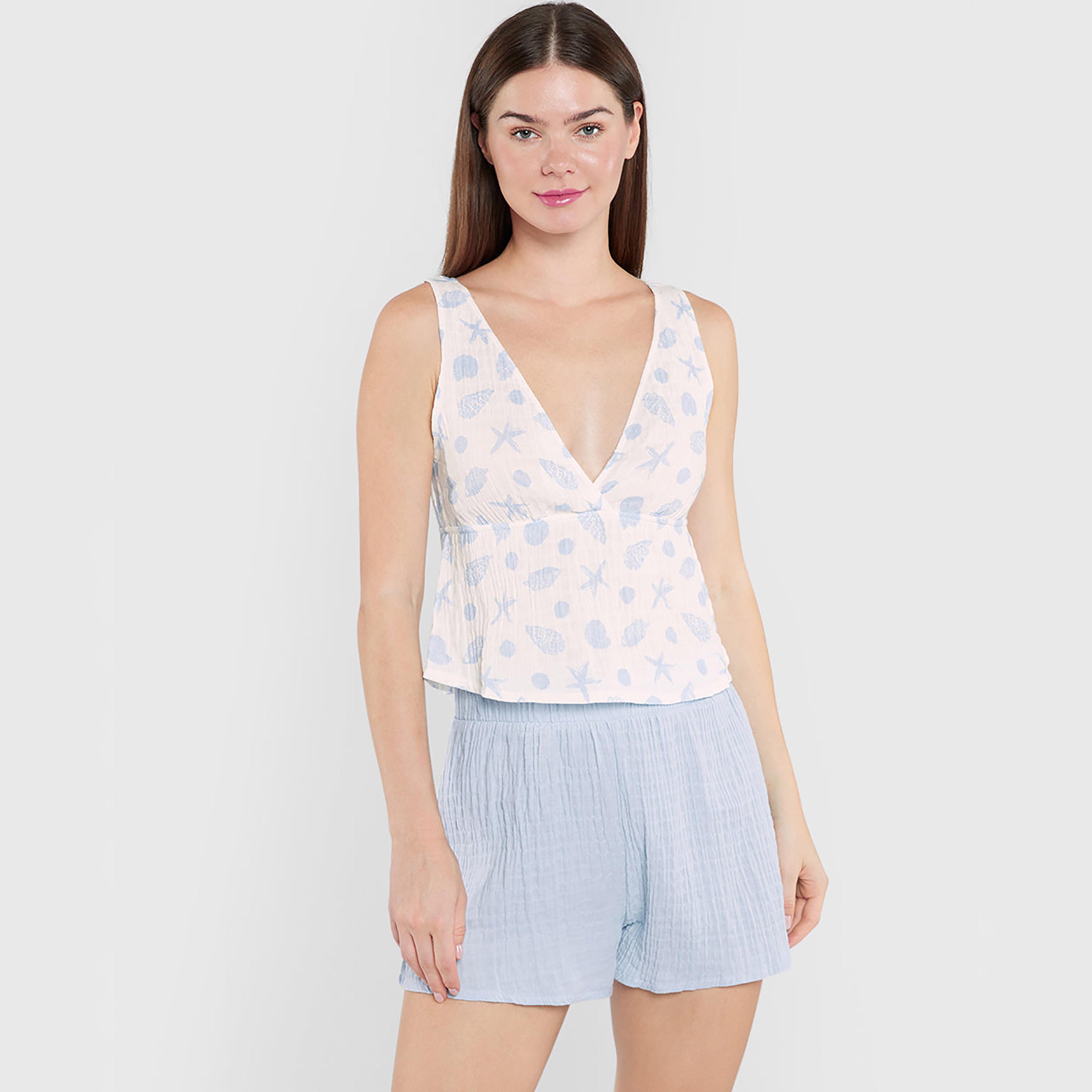 La Senza Printed V-Neck Sleeveless Women's Sleep Top-women-clothing-nightwear-pyjamas-tops-image-1
