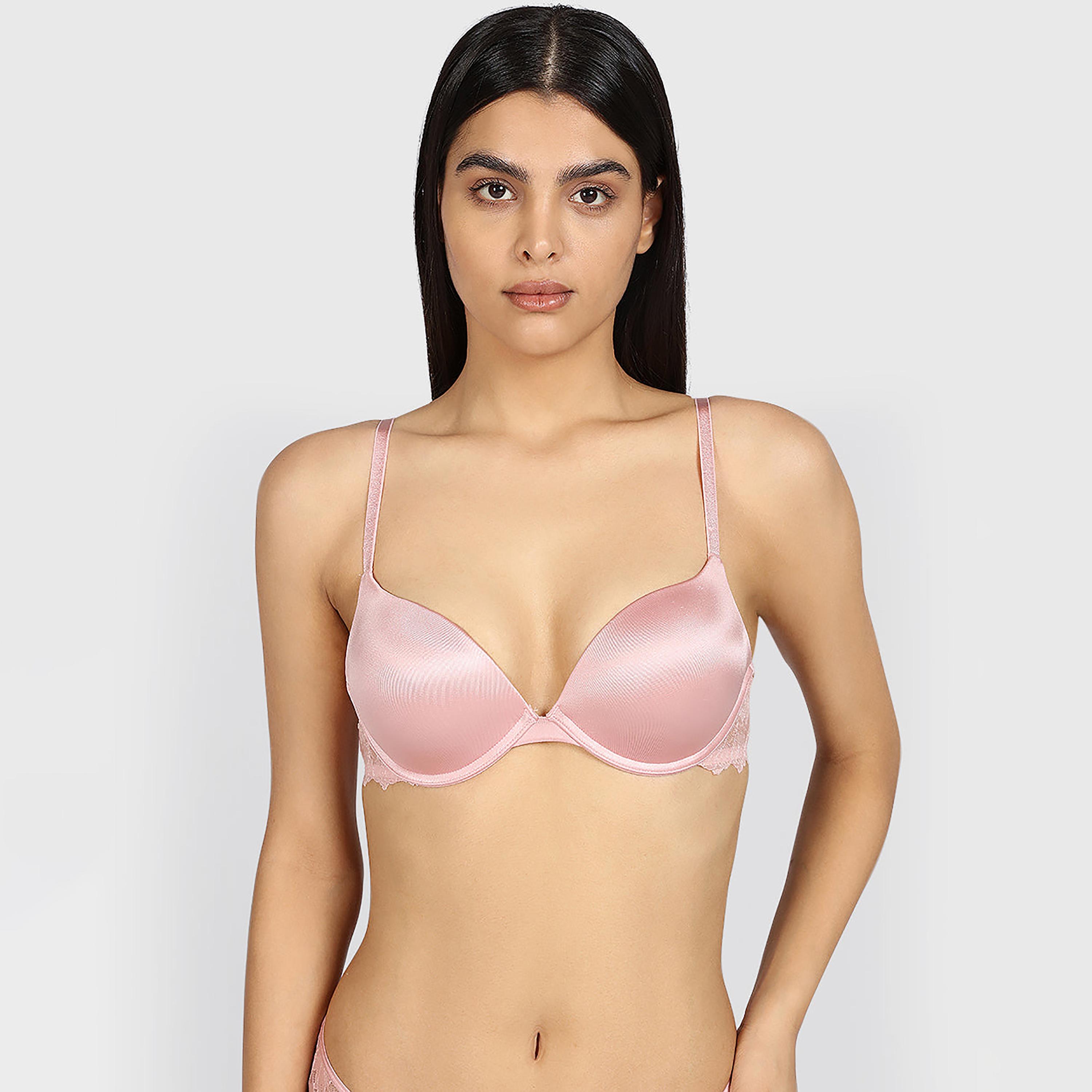 La Senza Hello Sugar Light Pink Micro Wired High Support Padded Women's Plunge Bra-women-clothing-lingerie-bras-image-1