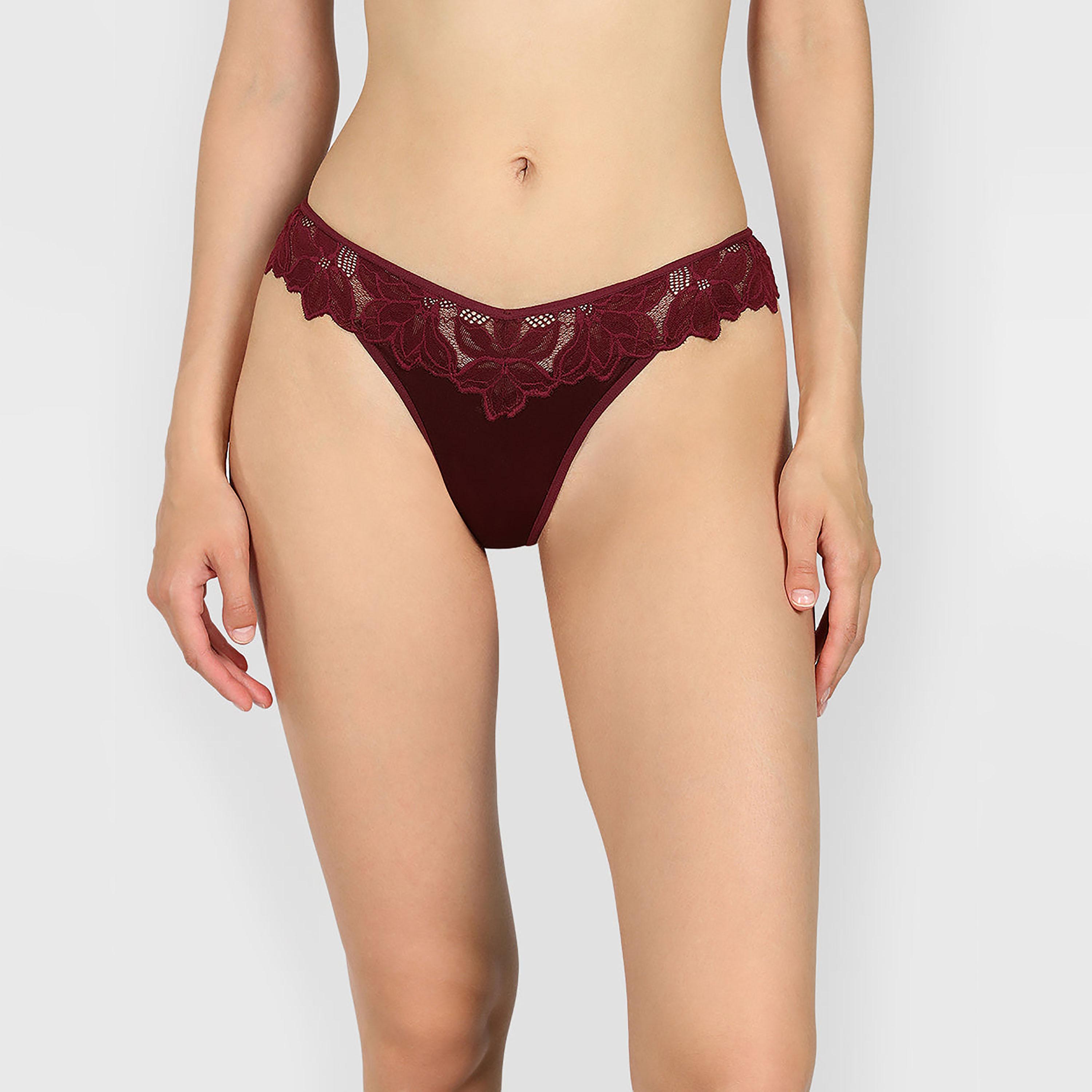La Senza Diva Lace Low Coverage Women's Thong Panties-women-clothing-lingerie-panties-image-1