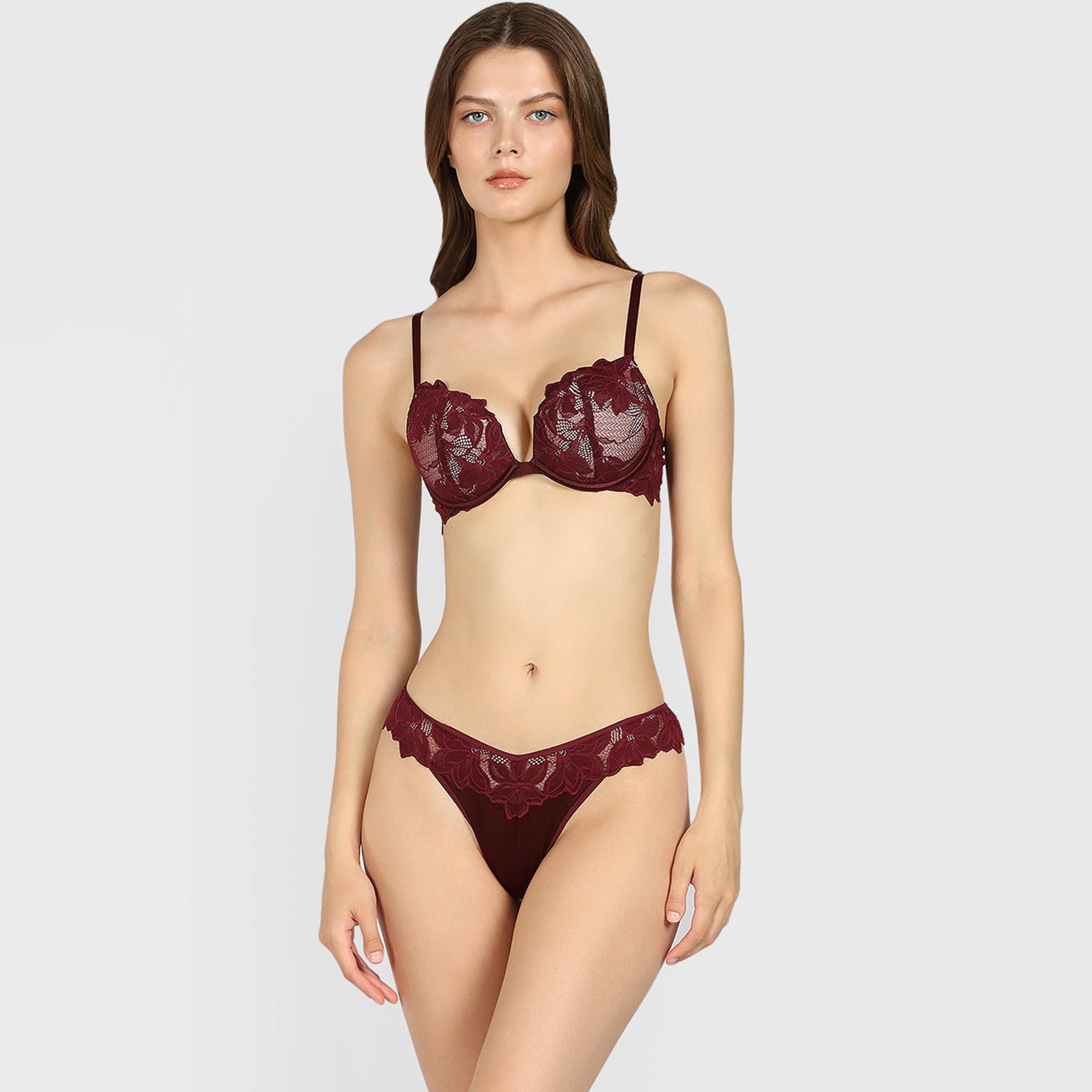La Senza Diva Lace Low Coverage Women's Thong Panties-women-clothing-lingerie-panties-image-2