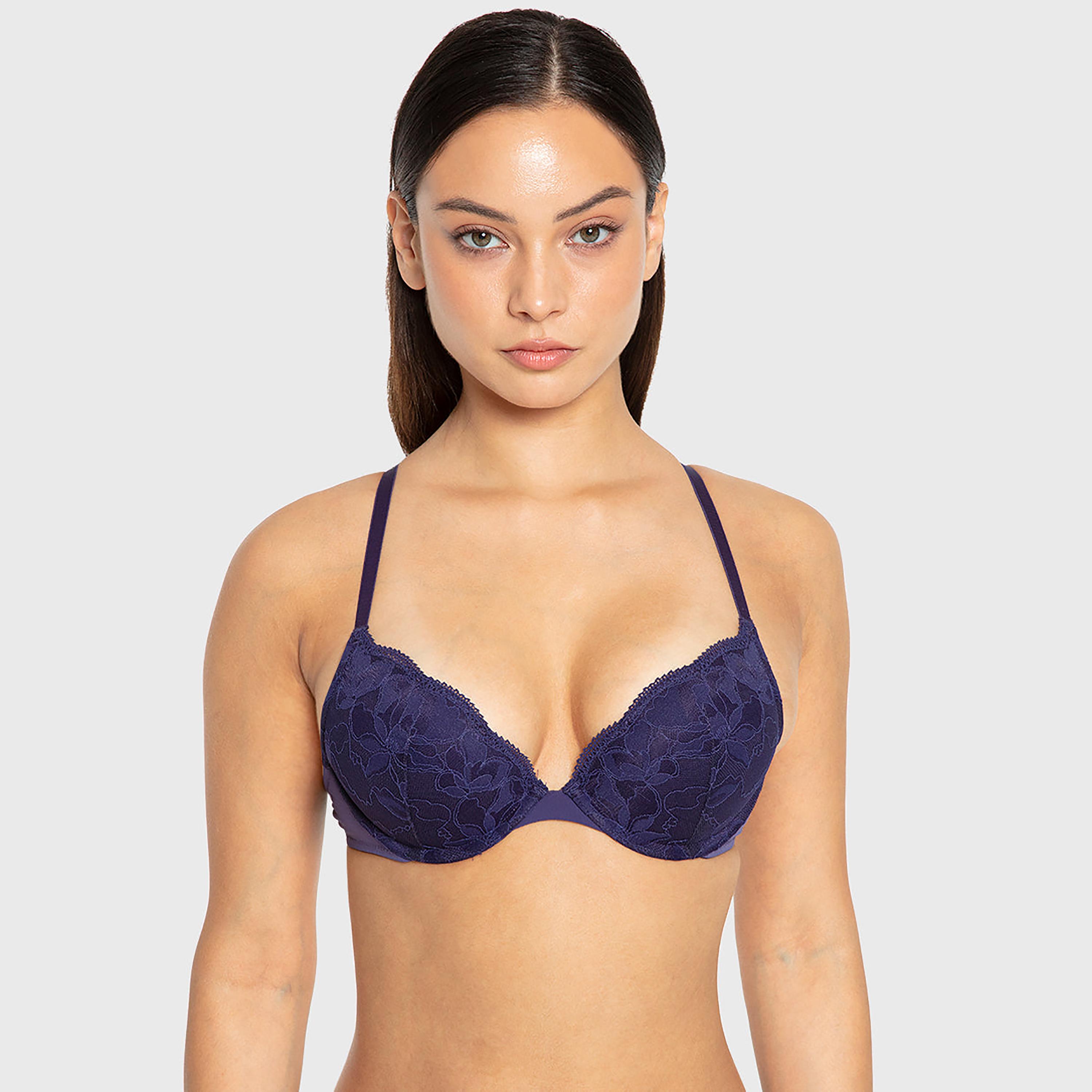 La Senza Obsession Blue Lace Wired Medium Support Lightly Lined Women's Push-Up Bra-women-clothing-lingerie-bras-image-1