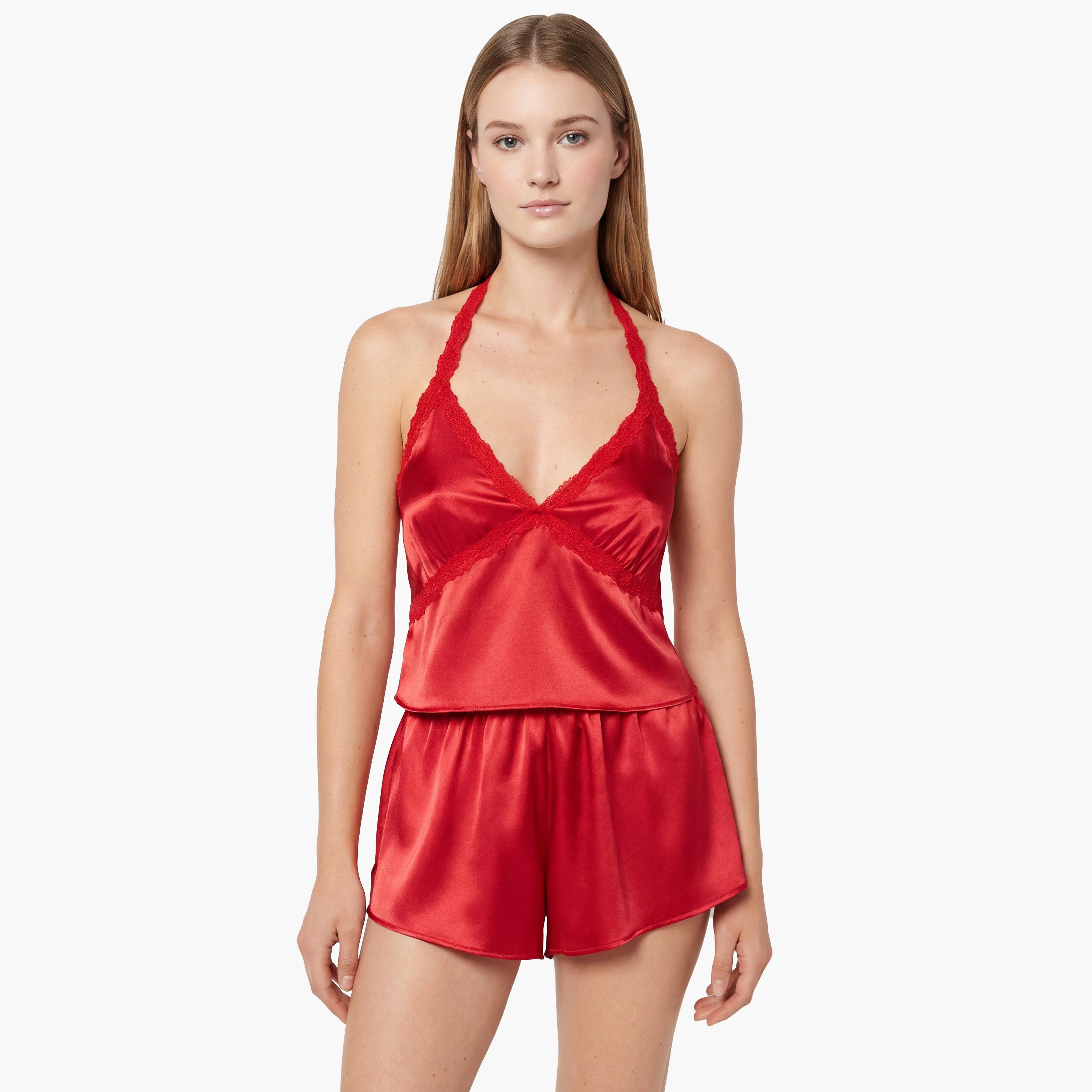 La Senza Women's Lace Detailed Cami Top & Pyjamas Set-women-clothing-nightwear-pyjamas-shortsets-image-1