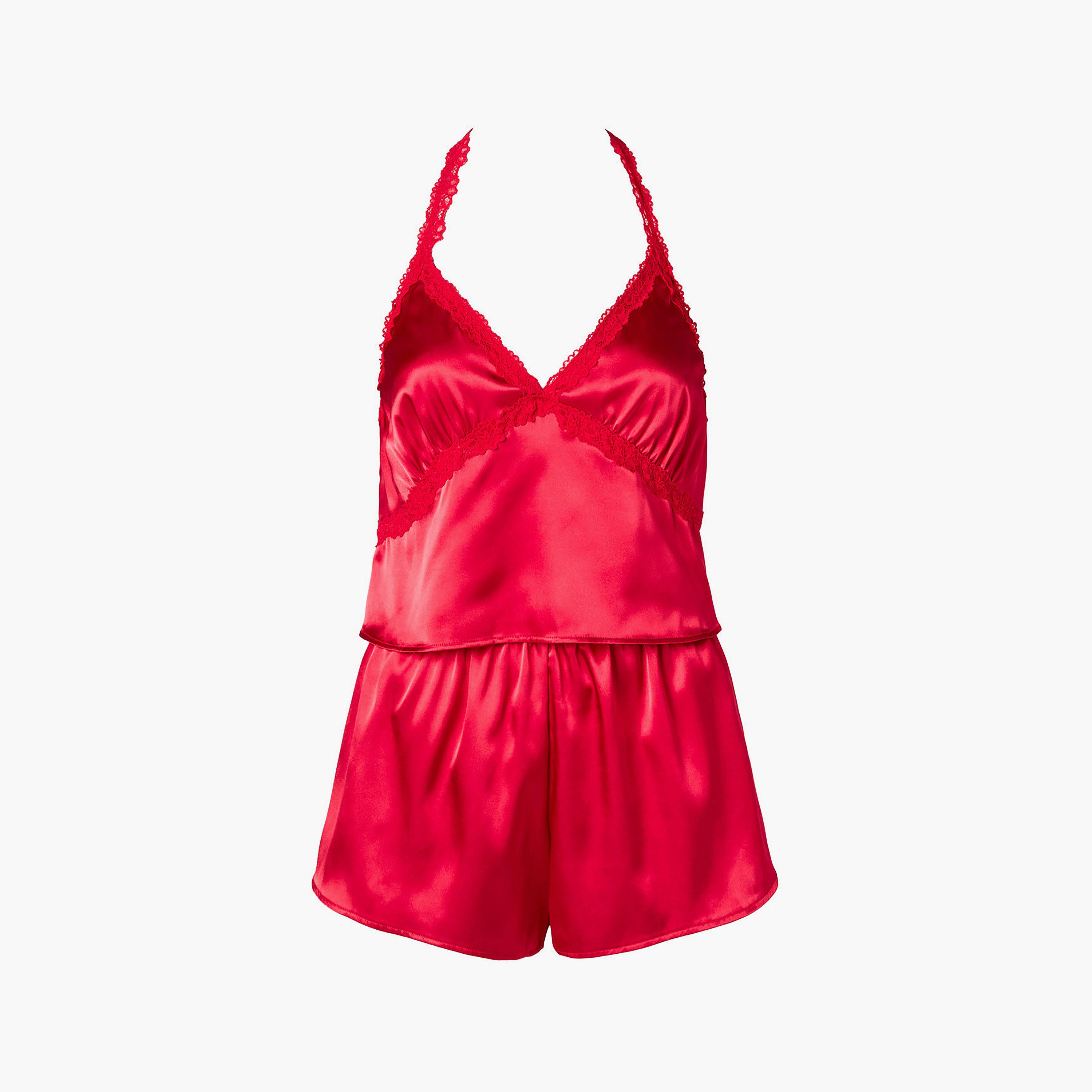 La Senza Women's Lace Detailed Cami Top & Pyjamas Set-women-clothing-nightwear-pyjamas-shortsets-image-4