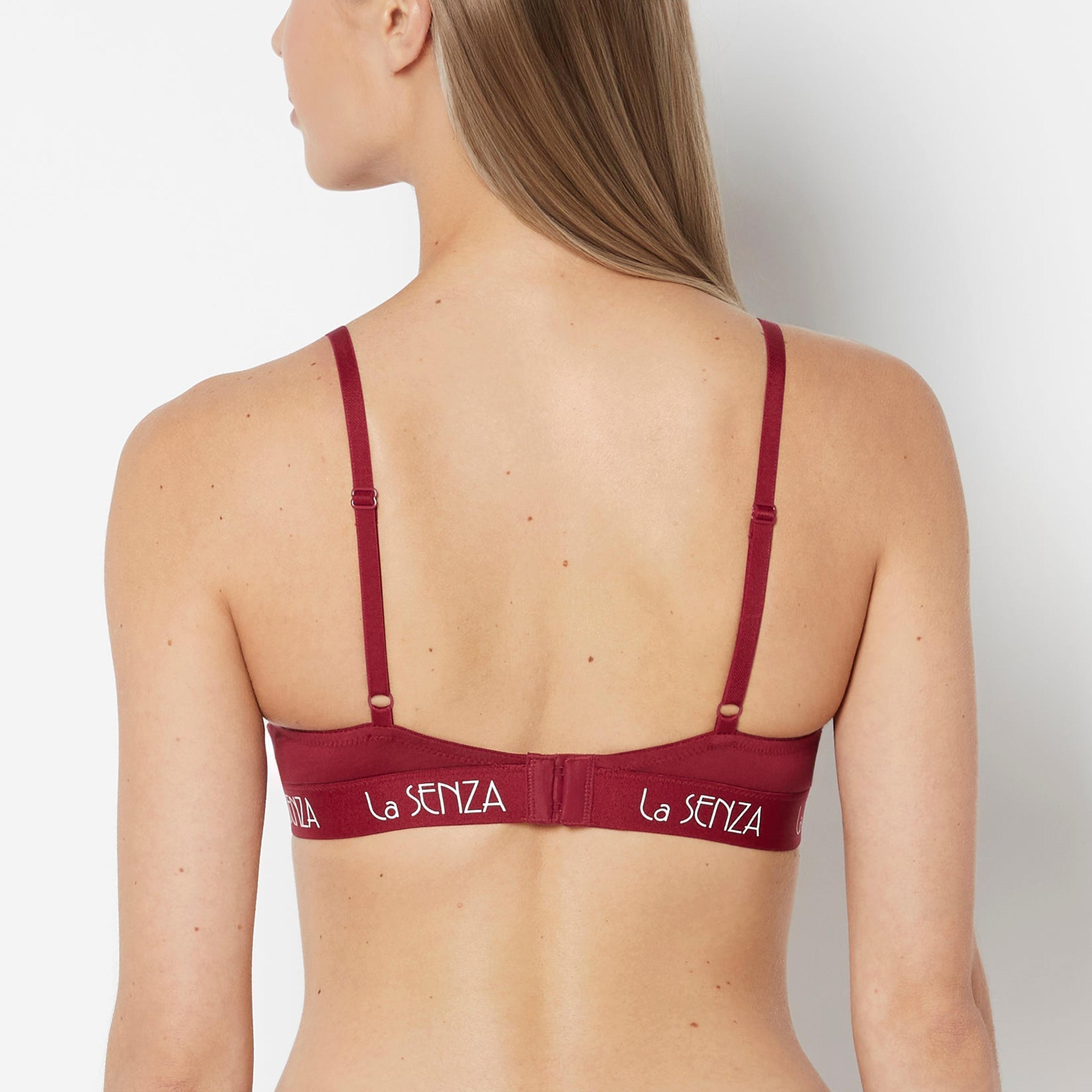 حمالة صدر "ديمي" قطنية حمراء سادة بسلك سفلي ودعم متوسط وبطانة خفيفة من لا سينزا-women-clothing-lingerie-bras-image-3