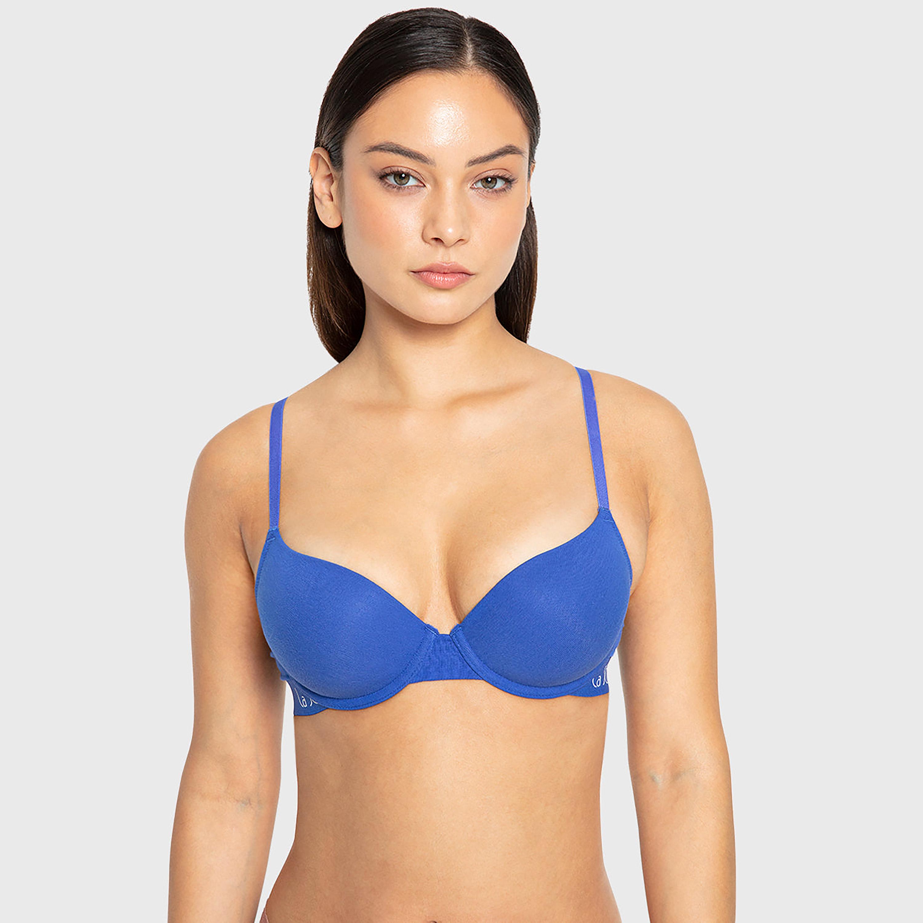 حمالة صدر "ديمي" قطنية حمراء سادة بسلك سفلي ودعم متوسط وبطانة خفيفة من لا سينزا-women-clothing-lingerie-bras-image-1