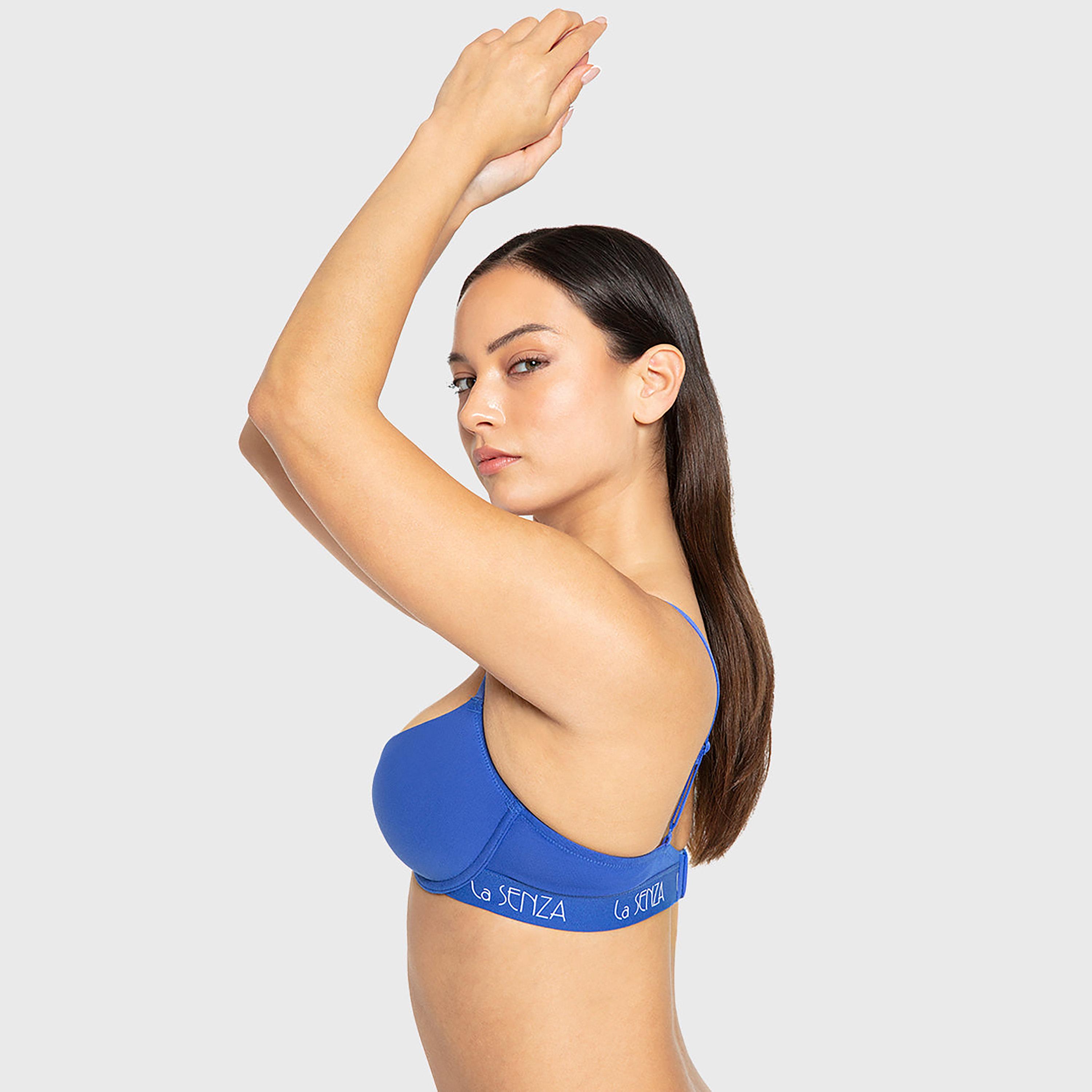 حمالة صدر "ديمي" قطنية حمراء سادة بسلك سفلي ودعم متوسط وبطانة خفيفة من لا سينزا-women-clothing-lingerie-bras-image-3