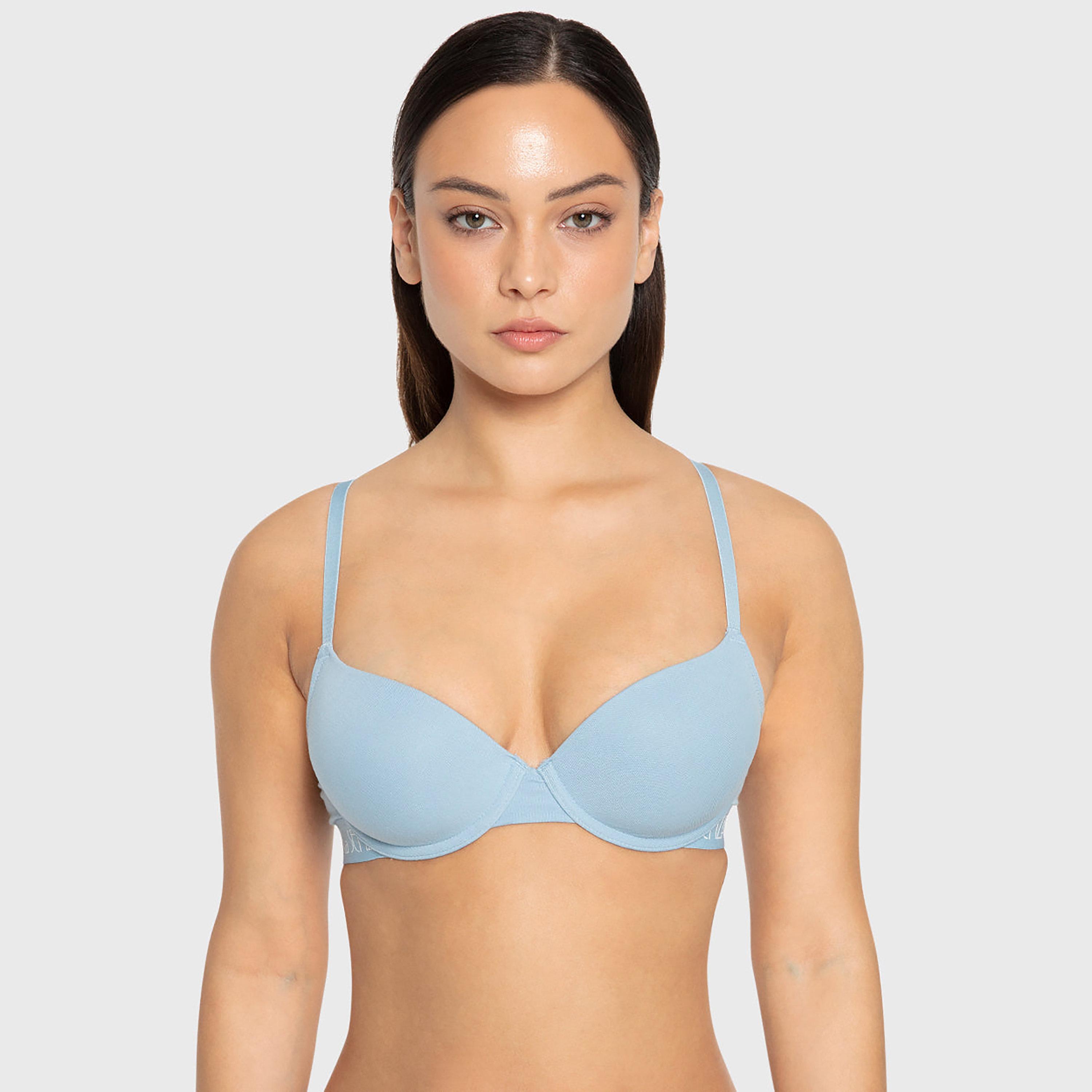 La Senza Red Cotton Plain Wired Medium Support Lightly Lined Women's Demi Bra-women-clothing-lingerie-bras-image-1