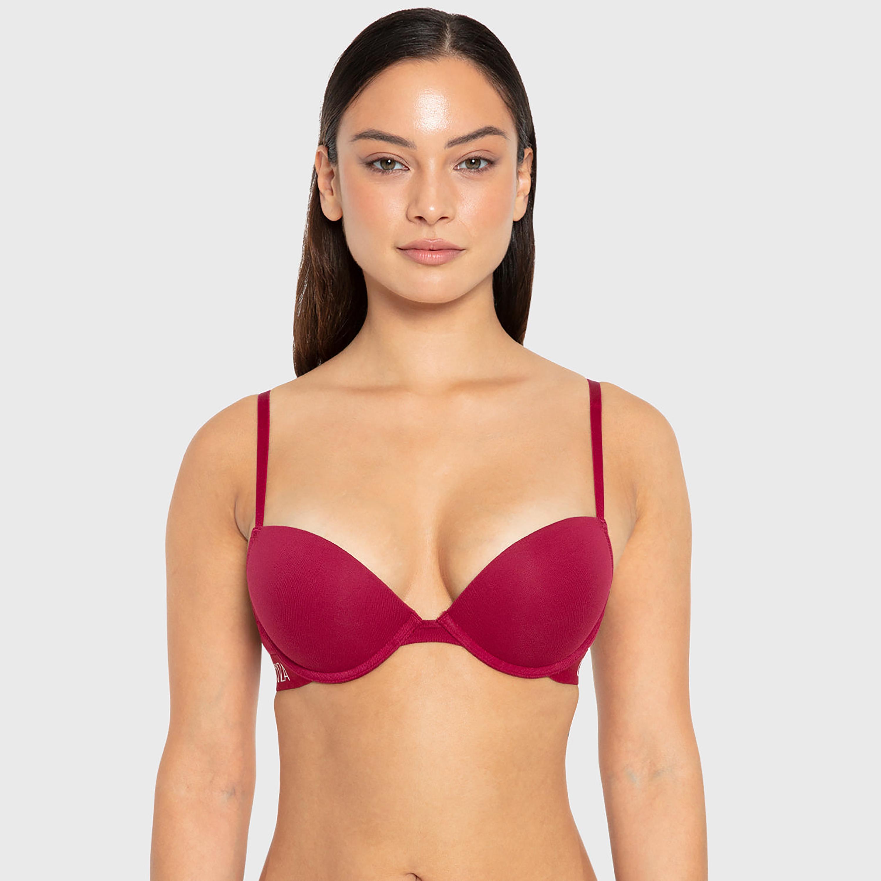La Senza Remix Red Wired Medium Support Padded Women's Push-Up Bra-women-clothing-lingerie-bras-image-1