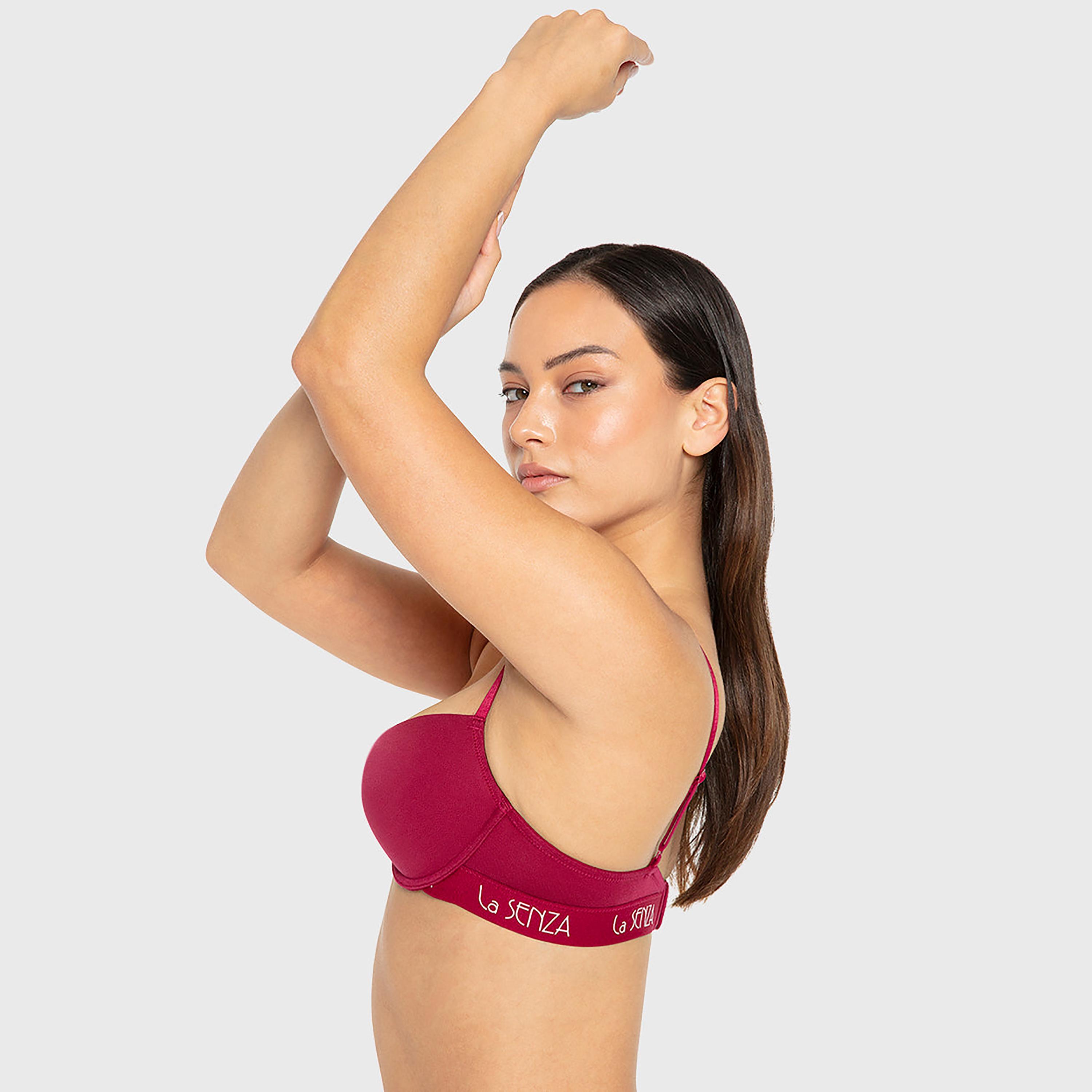 حمالة صدر نسائية بوش أب ريمكس بسلك ودعم متوسط مع حشوة - أحمر من لا سينزا-women-clothing-lingerie-bras-image-2
