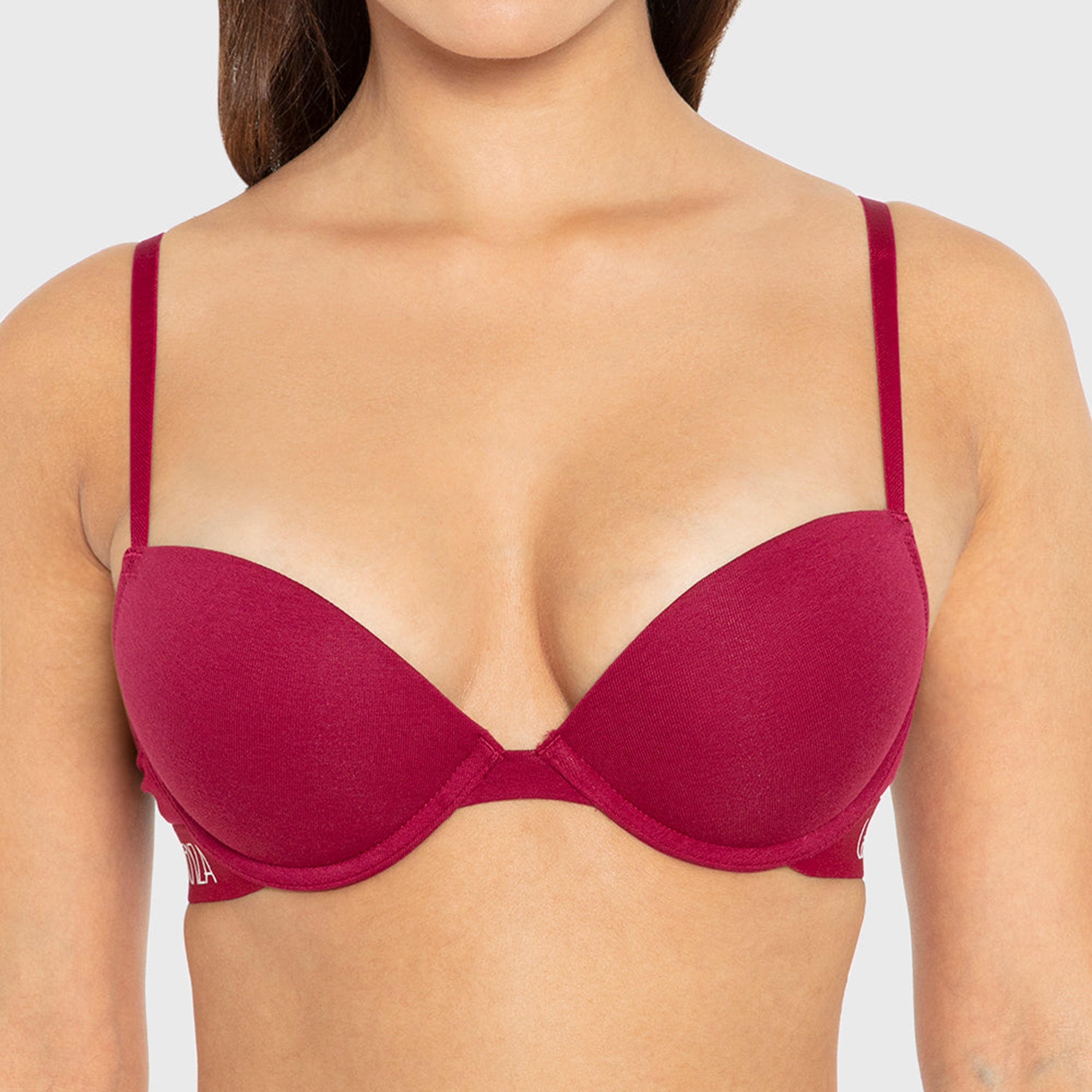 La Senza Remix Red Wired Medium Support Padded Women's Push-Up Bra-women-clothing-lingerie-bras-image-4