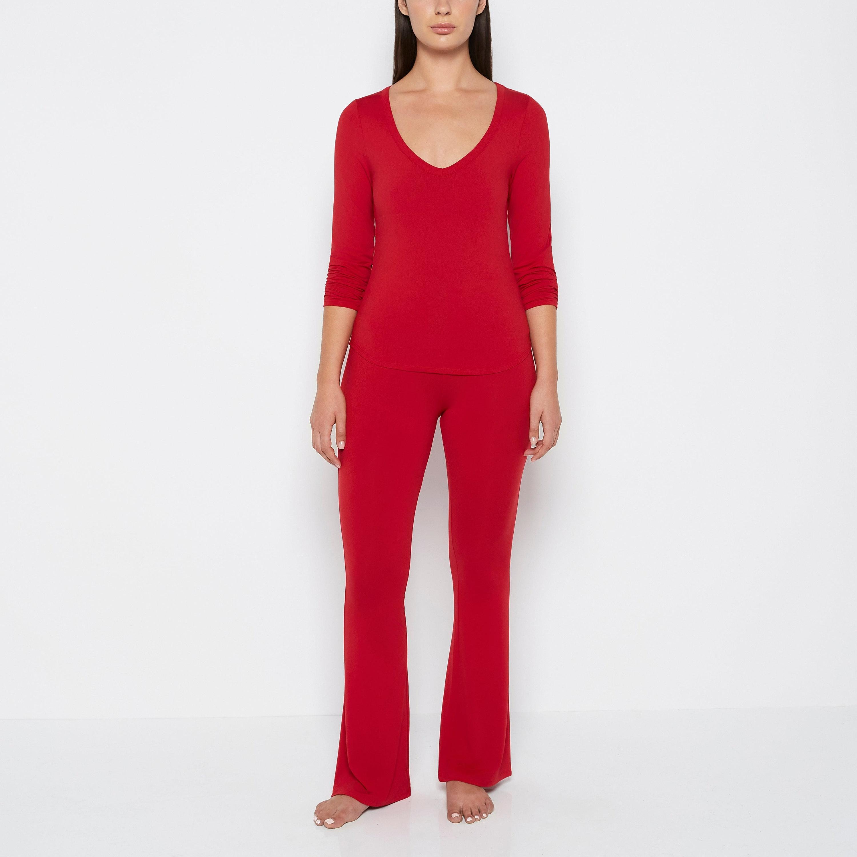 La Senza Plain V-Neck Long Sleeves Women's Top-women-clothing-nightwear-pyjamas-tops-image-3
