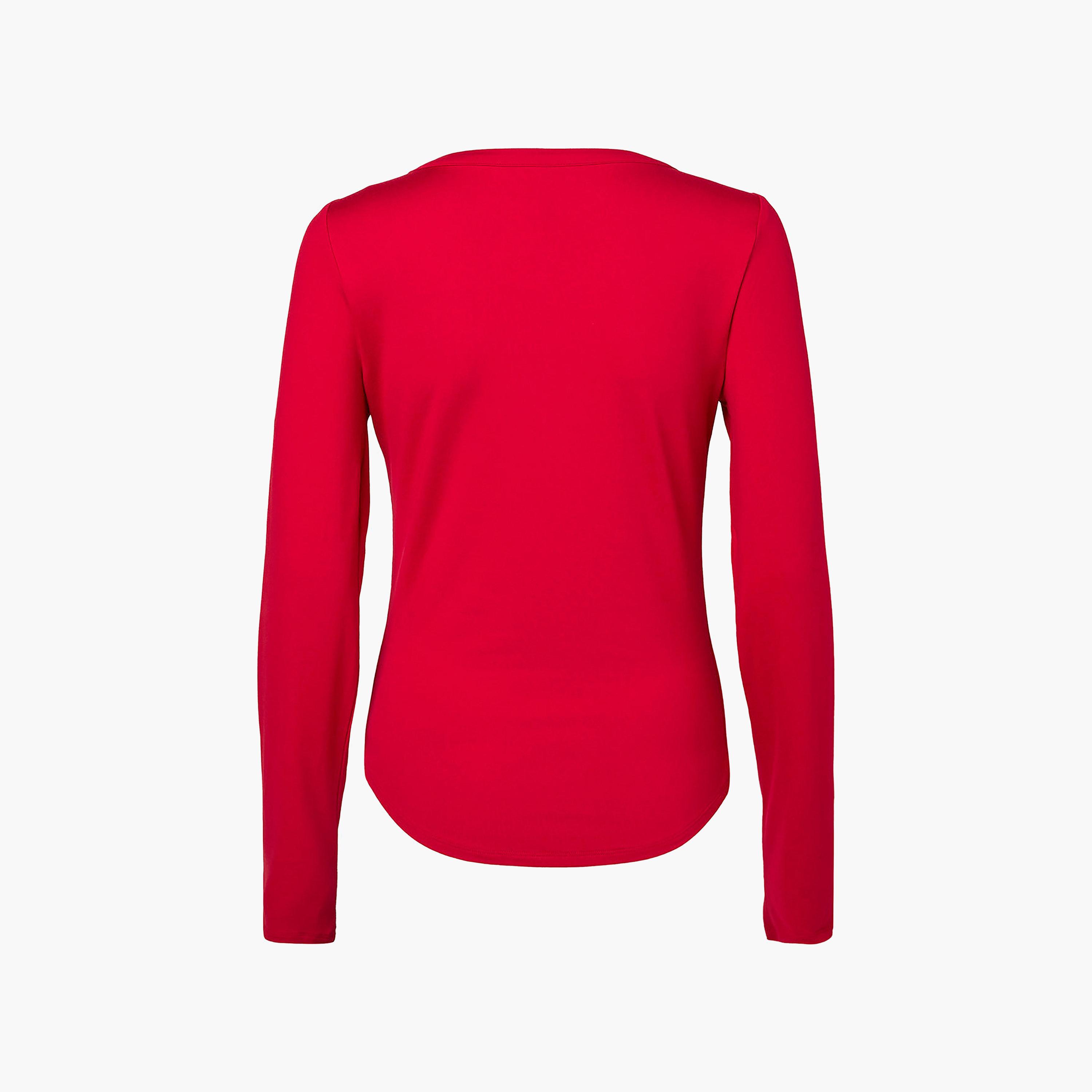 توب نسائي سادة بفتحة رقبة V وأكمام طويلة من لا سنزا-women-clothing-nightwear-pyjamas-tops-image-5