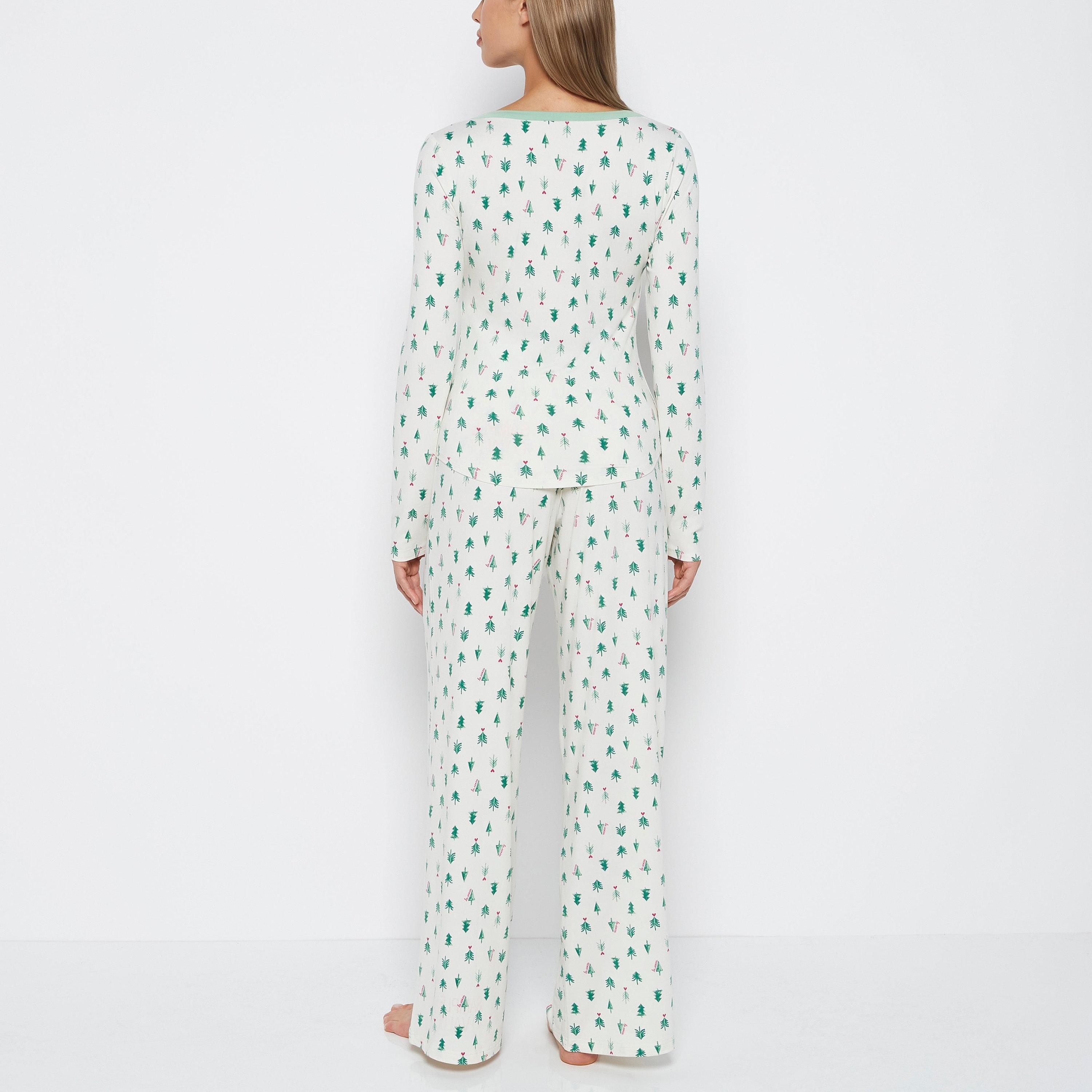 طقم توب وبنطلون بيجامة نسائي بنقشة الأشجار الصغيرة من لا سنزا-women-clothing-nightwear-pyjamas-longsets-image-3