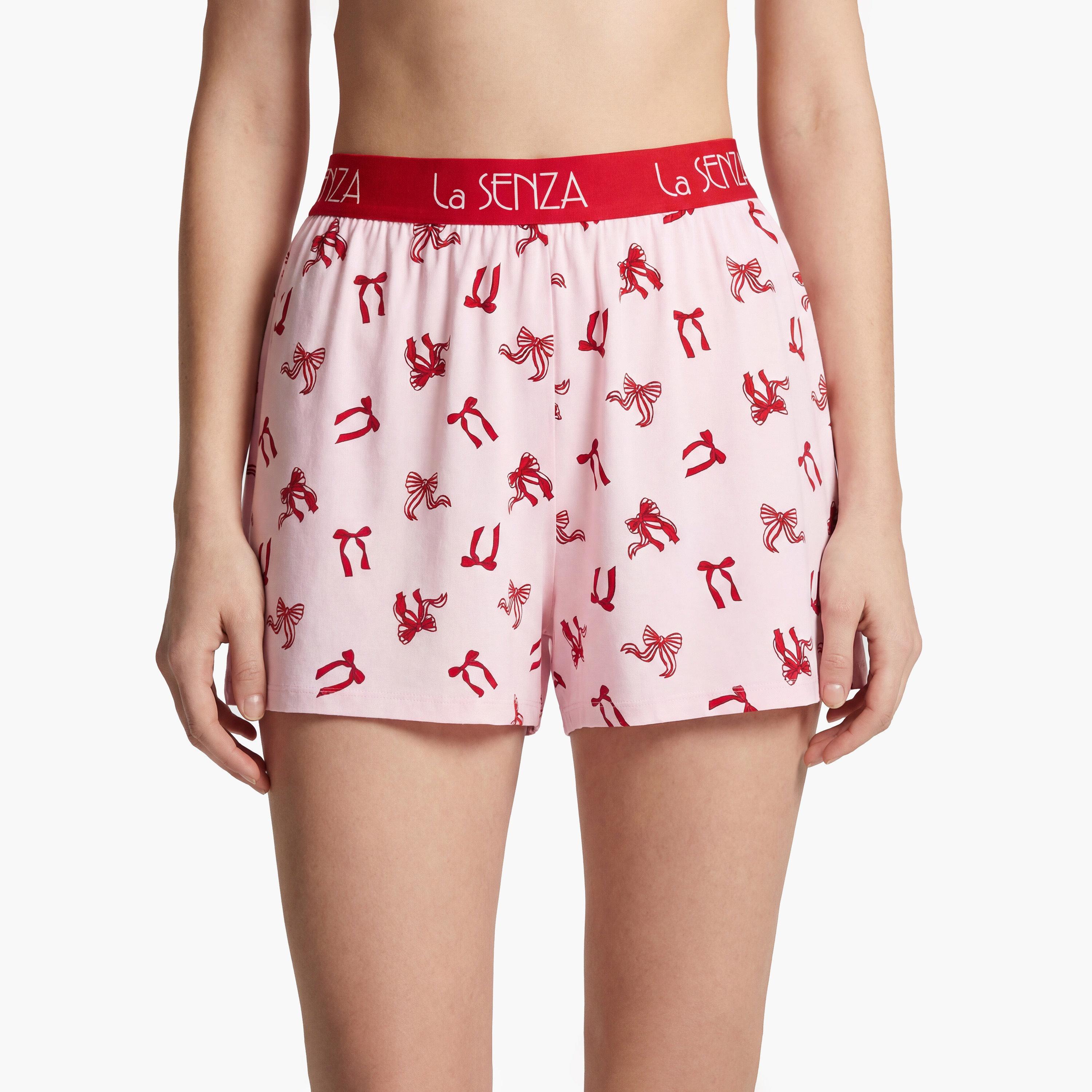 La Senza Bow Printed High-Rise Elasticated Waist Women's Shorts-women-clothing-nightwear-pyjamas-bottoms-image-1