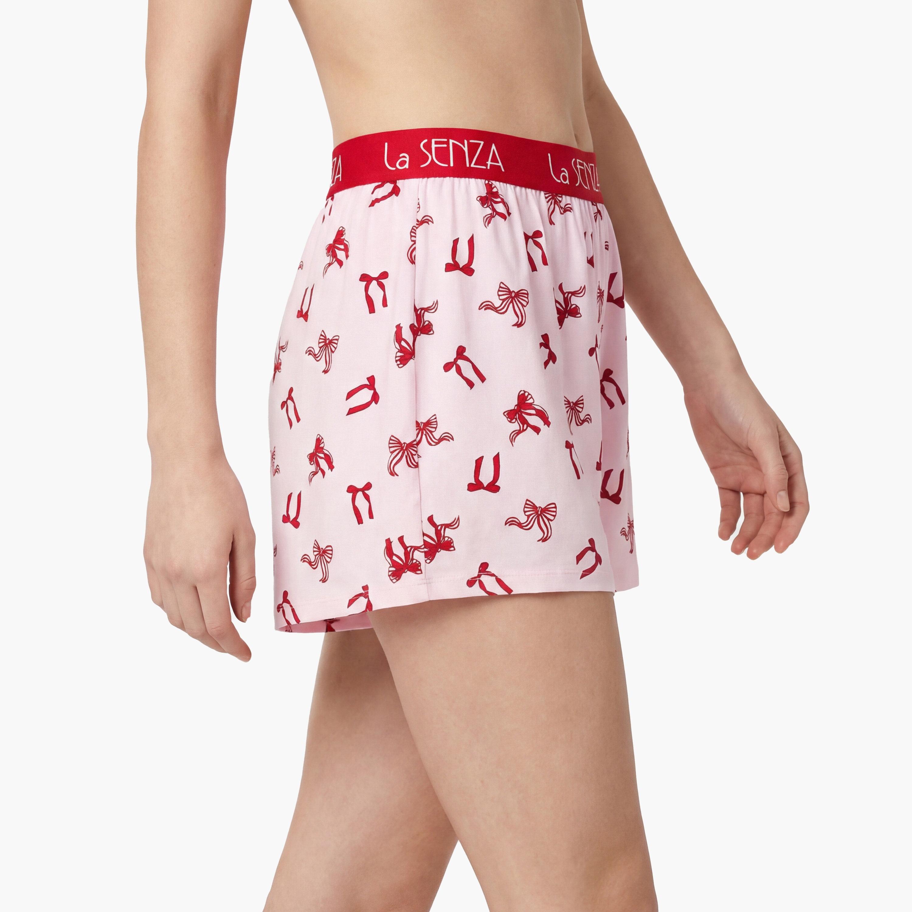 La Senza Bow Printed High-Rise Elasticated Waist Women's Shorts-women-clothing-nightwear-pyjamas-bottoms-image-2
