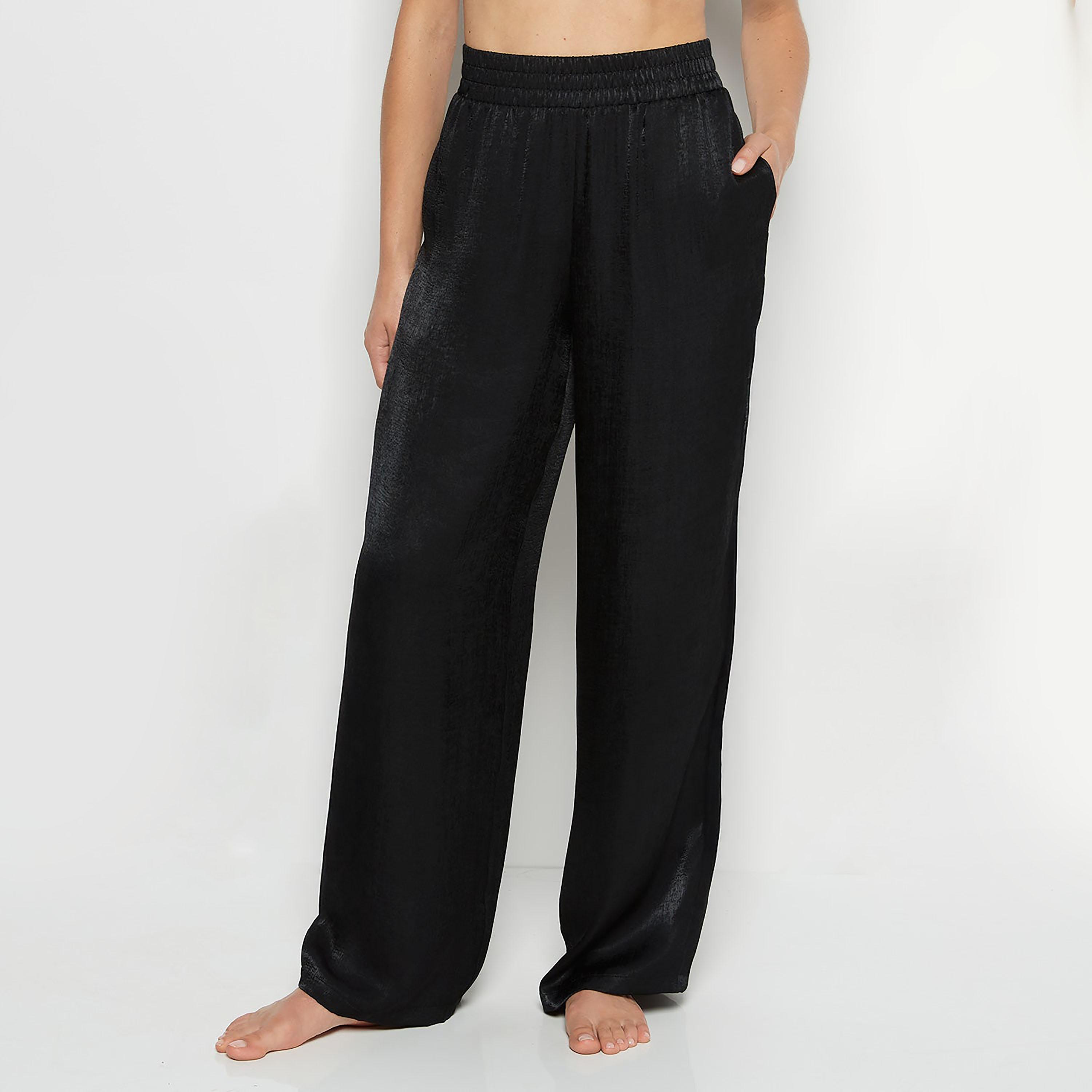 بيجامة نسائية سادة بخصر عالٍ ومطاطي من لا سينزا-women-clothing-nightwear-pyjamas-bottoms-image-5