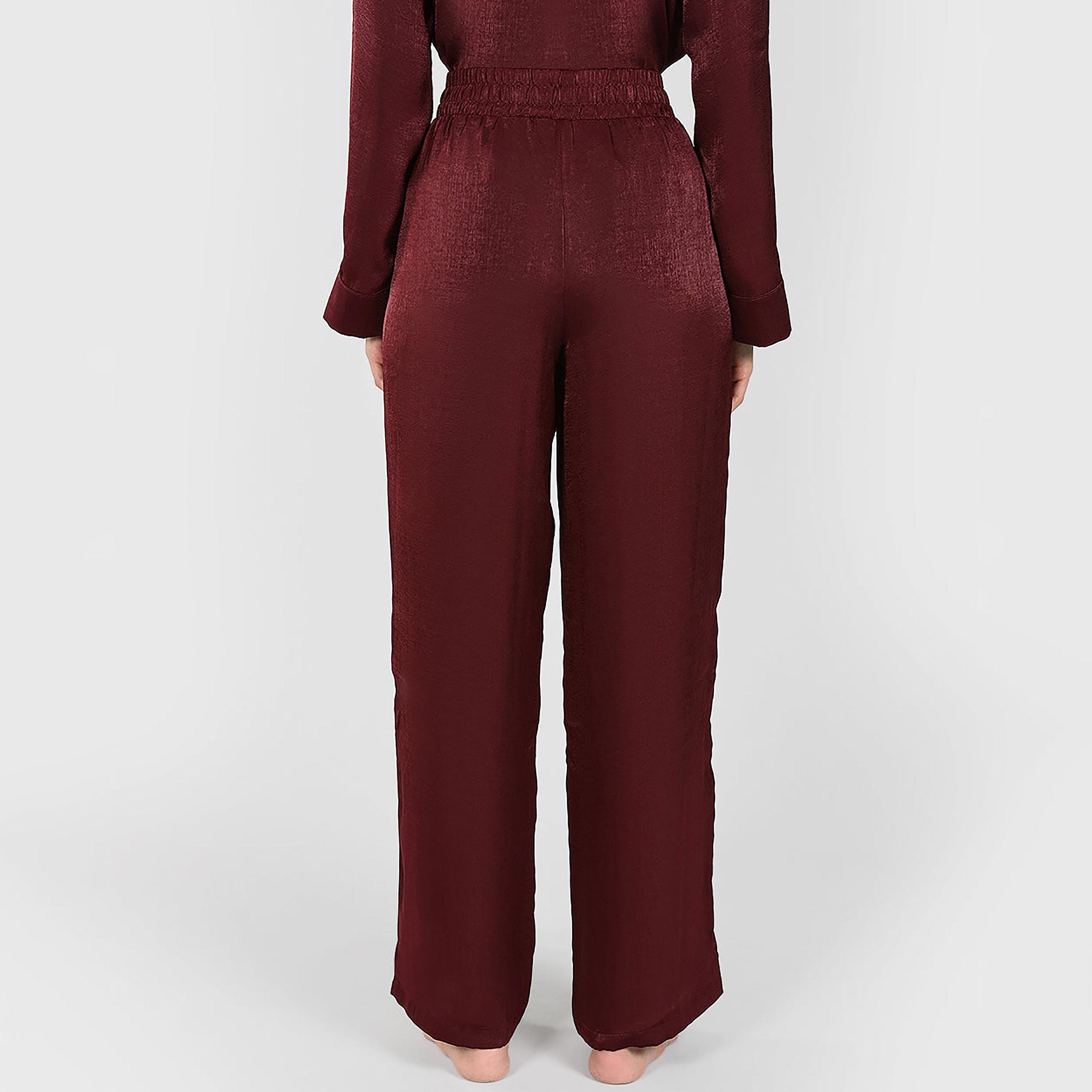بيجامة نسائية سادة بخصر عالٍ ومطاطي من لا سينزا-women-clothing-nightwear-pyjamas-bottoms-image-3