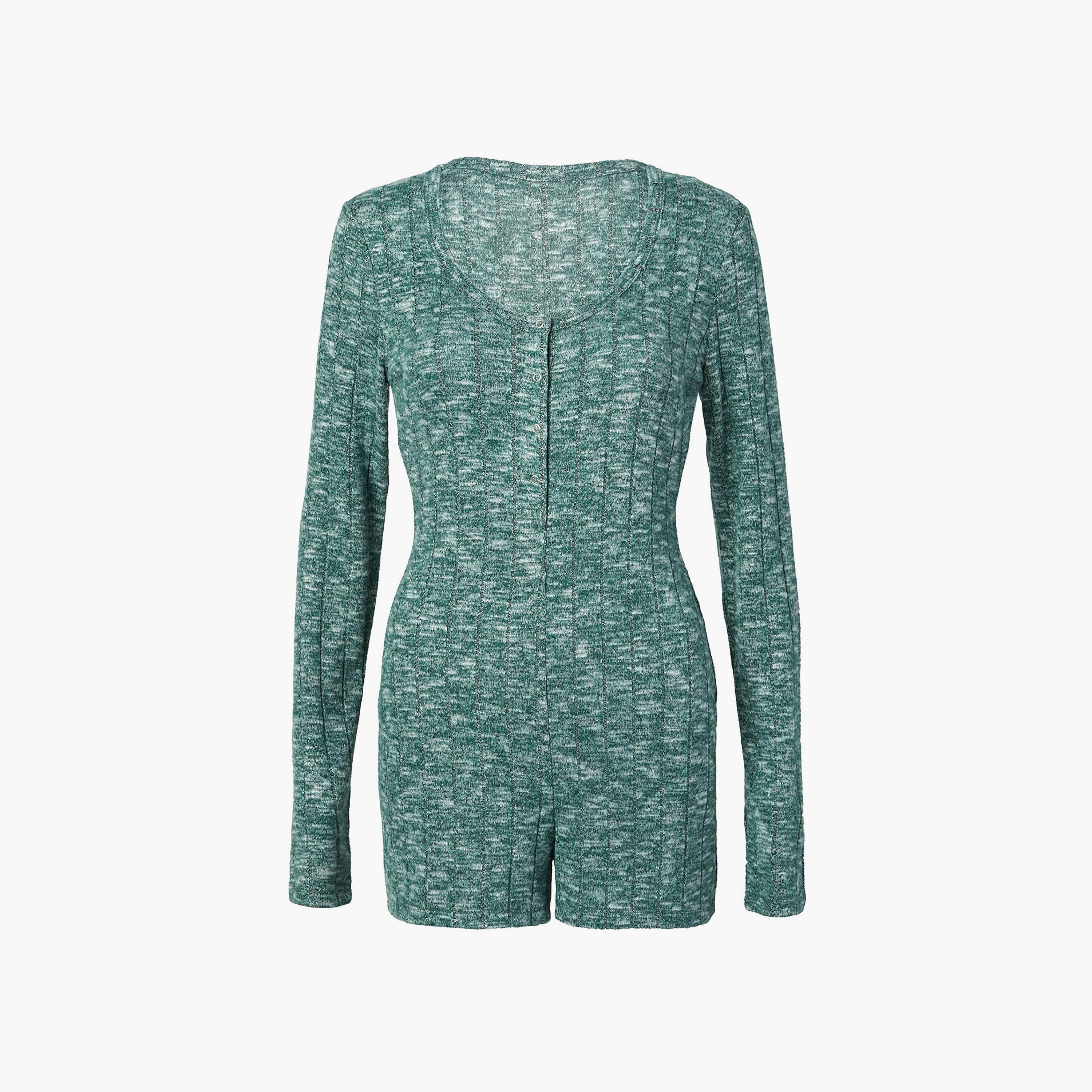 بلايسوت نسائي مضلع بفتحة رقبة V وأكمام طويلة من لا سنزا-women-clothing-nightwear-pyjamas-shortsets-image-2