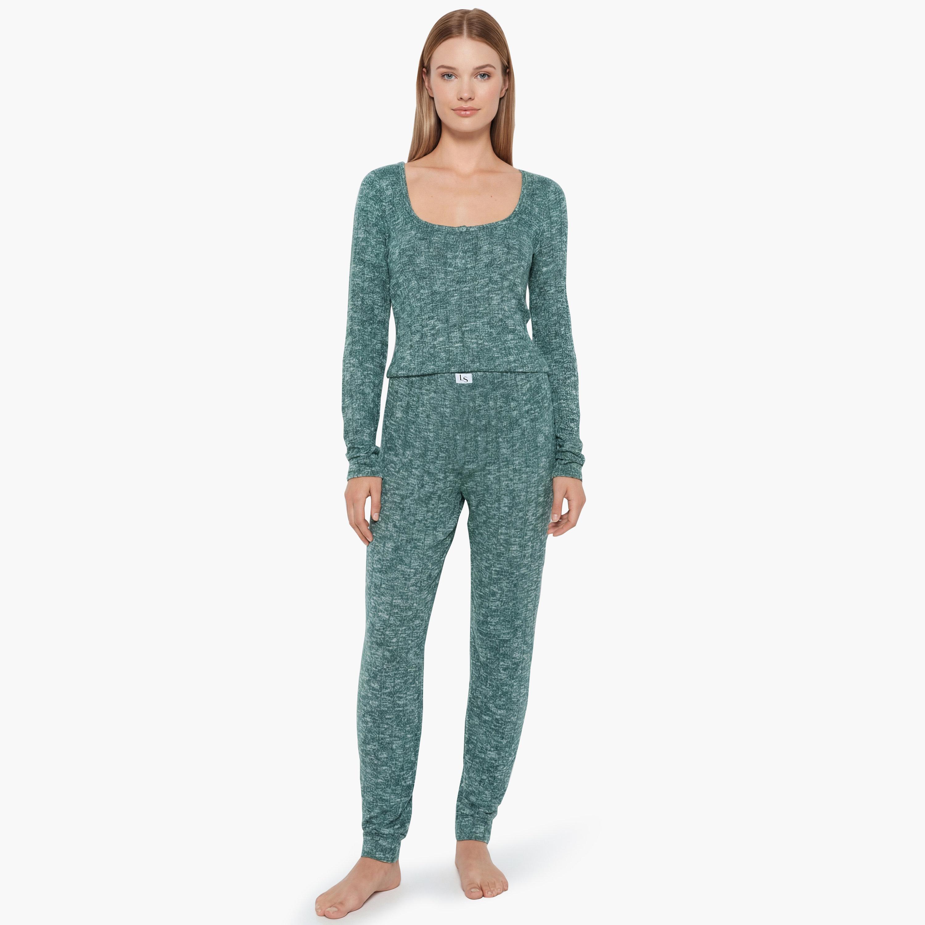 طقم بلوزة وبنطلون بيجامة نسائي قماش "هيذر" من لا سنزا-women-clothing-nightwear-pyjamas-longsets-image-1