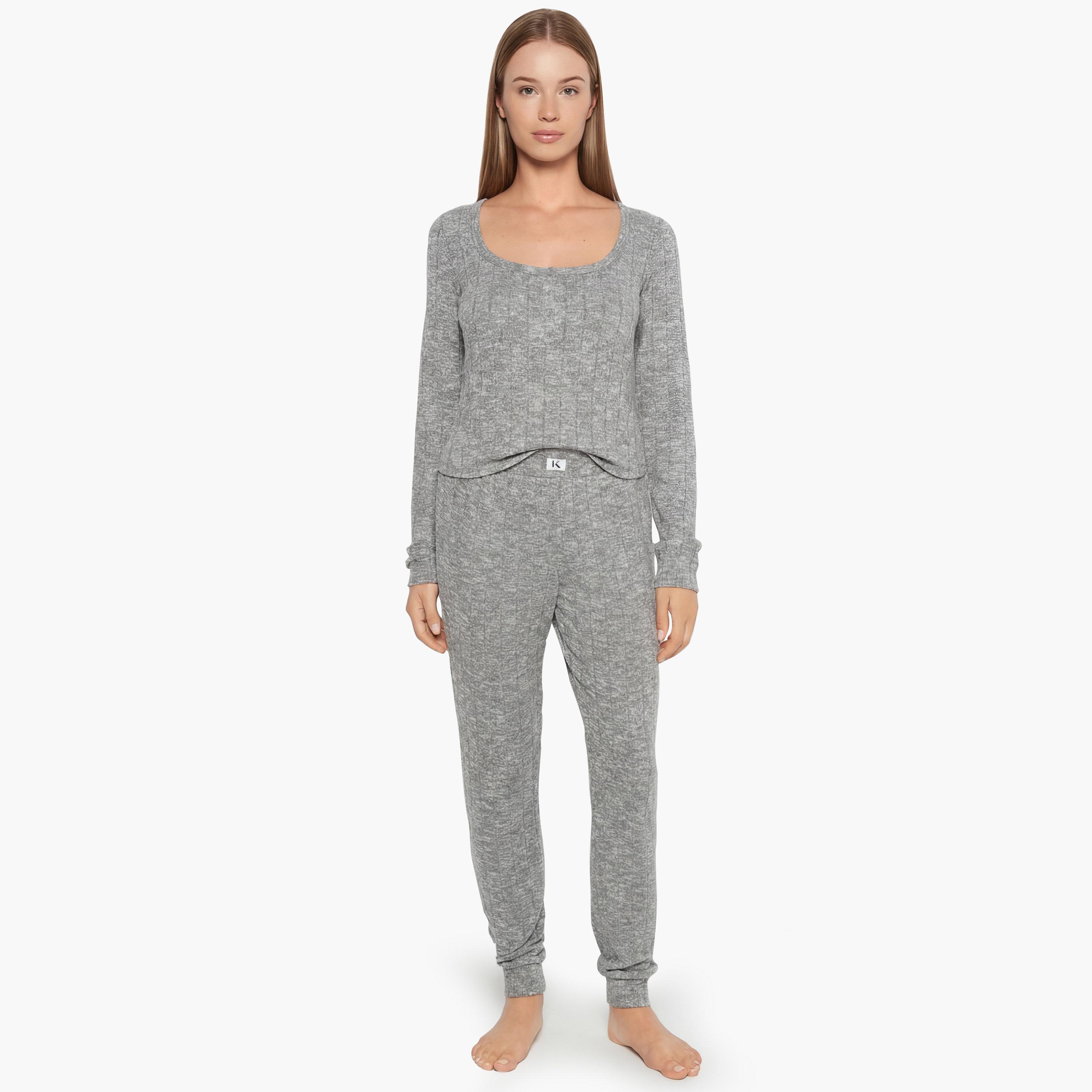 طقم بلوزة وبنطلون بيجامة نسائي قماش "هيذر" من لا سنزا-women-clothing-nightwear-pyjamas-longsets-image-6