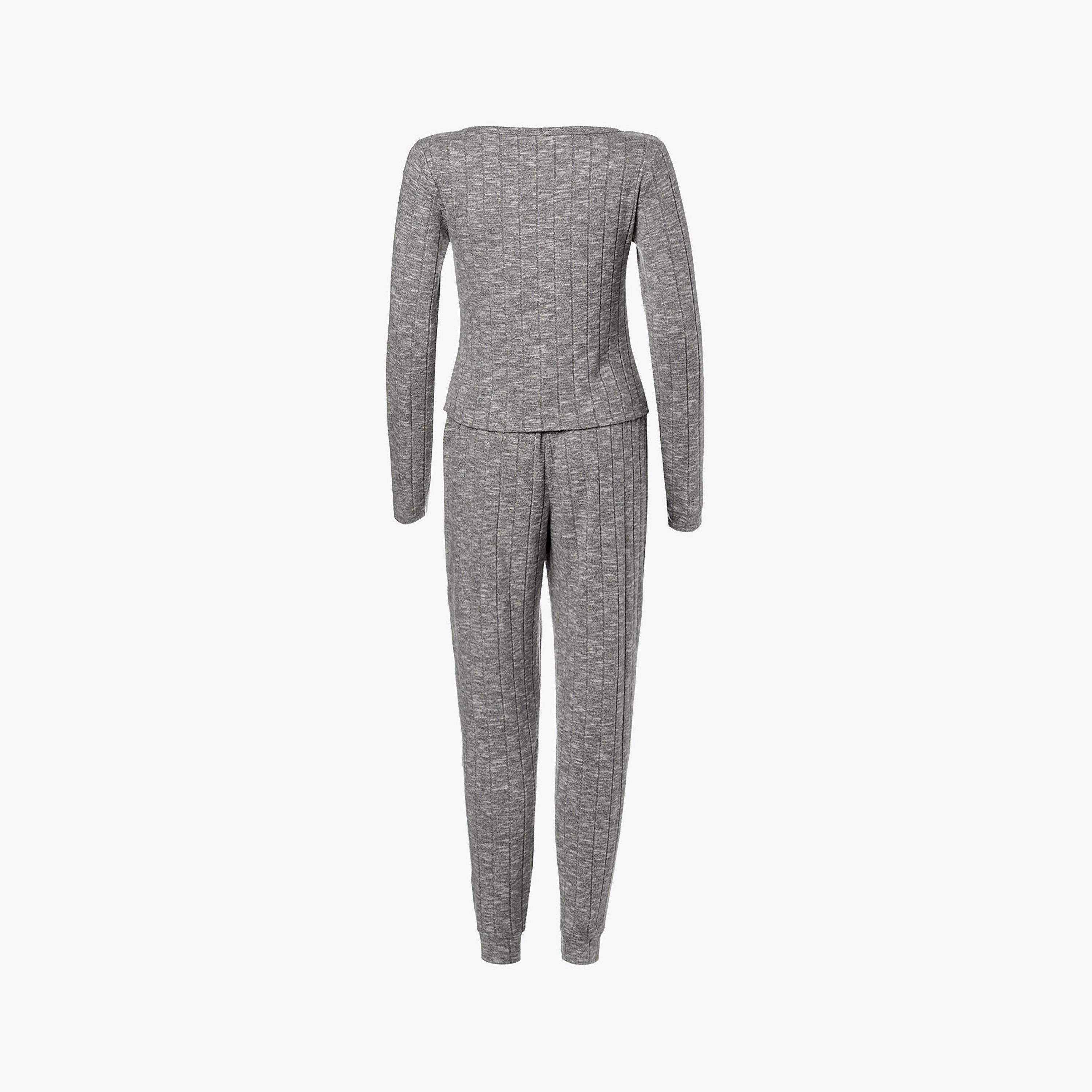 طقم بلوزة وبنطلون بيجامة نسائي قماش "هيذر" من لا سنزا-women-clothing-nightwear-pyjamas-longsets-image-9