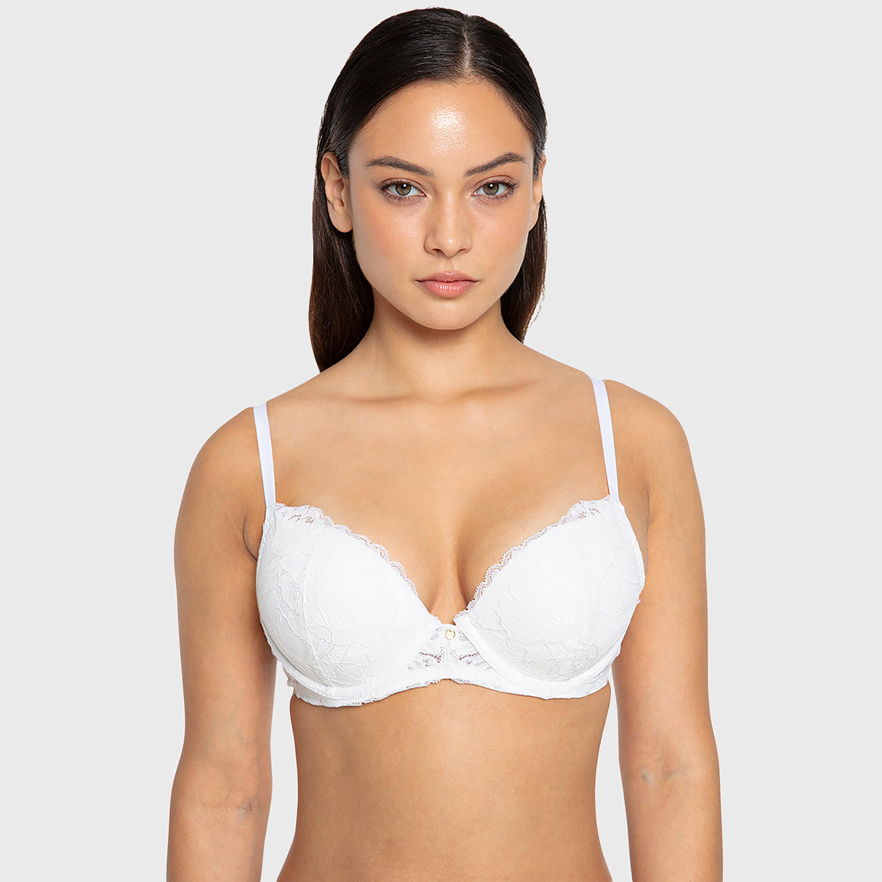 حمالة صدر نسائية بوش أب هالو شوجر بسلك ودعم عالي مع حشوة ودانتيل - أبيض من لا سينزا-women-clothing-lingerie-bras-image-1