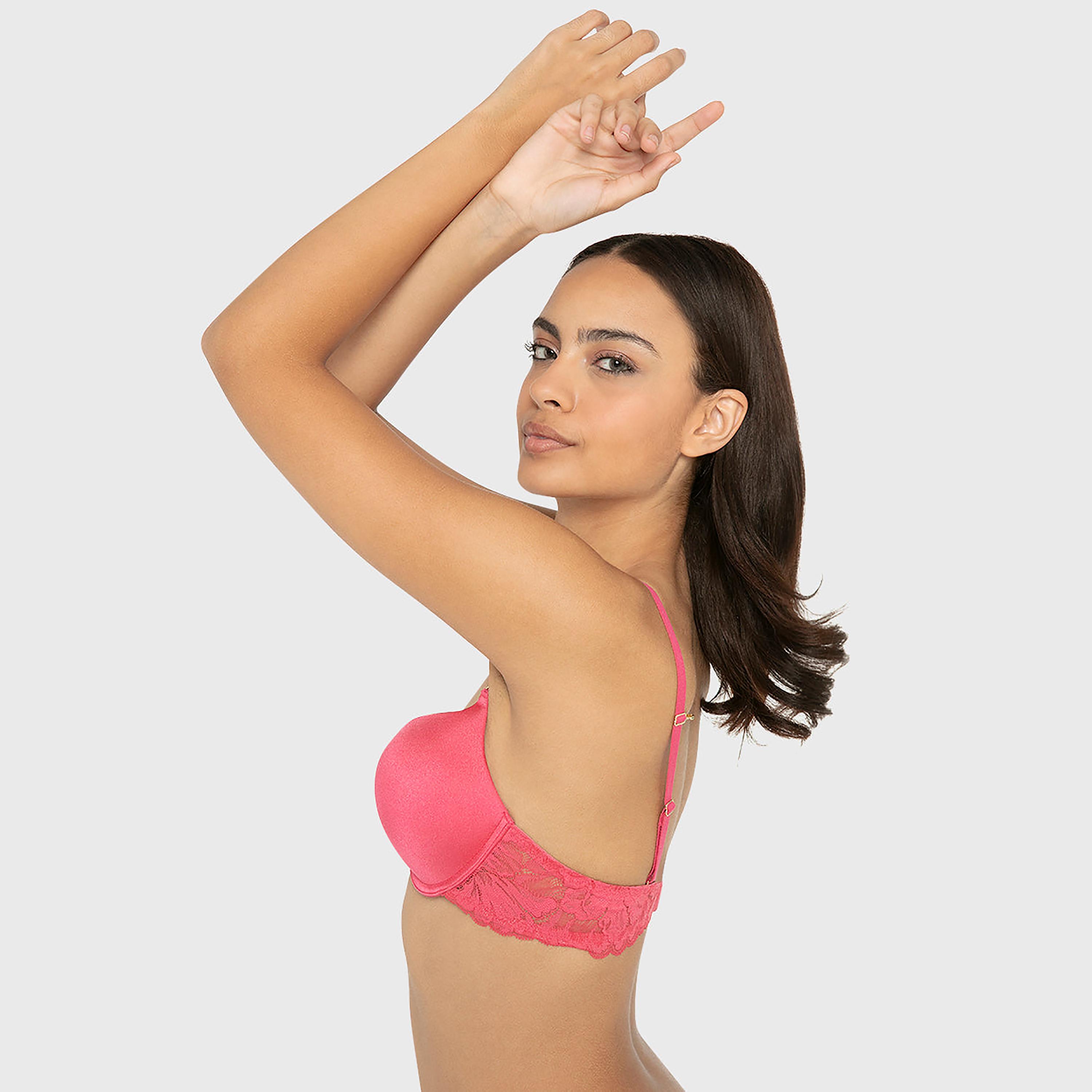حمالة صدر نسائية بوش أب هالو شوجر بسلك ودعم عالي مع حشوة ودانتيل - لون تيل من لا سينزا-women-clothing-lingerie-bras-image-10
