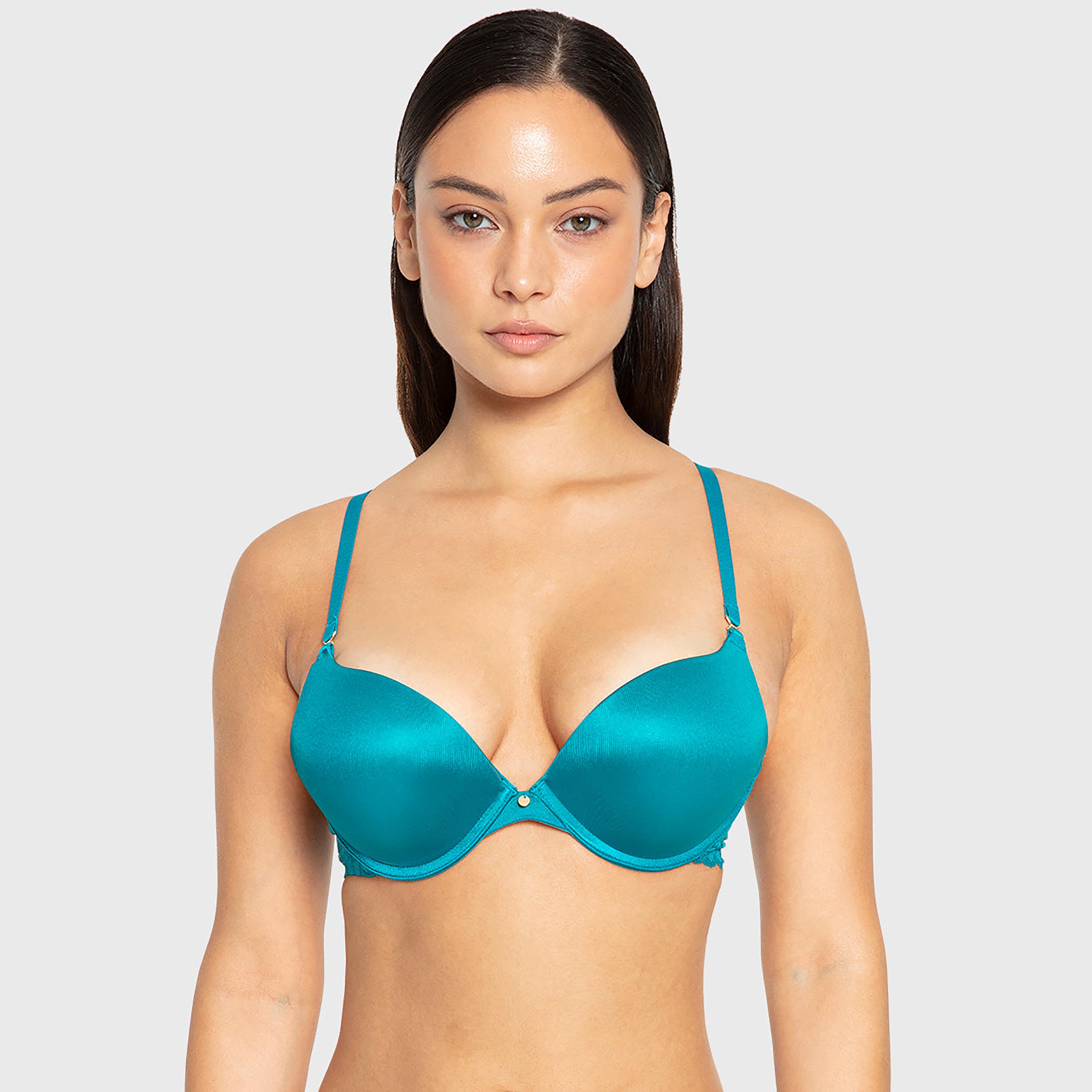 حمالة صدر نسائية بوش أب هالو شوجر بسلك ودعم عالي مع حشوة ودانتيل - لون تيل من لا سينزا-women-clothing-lingerie-bras-image-1