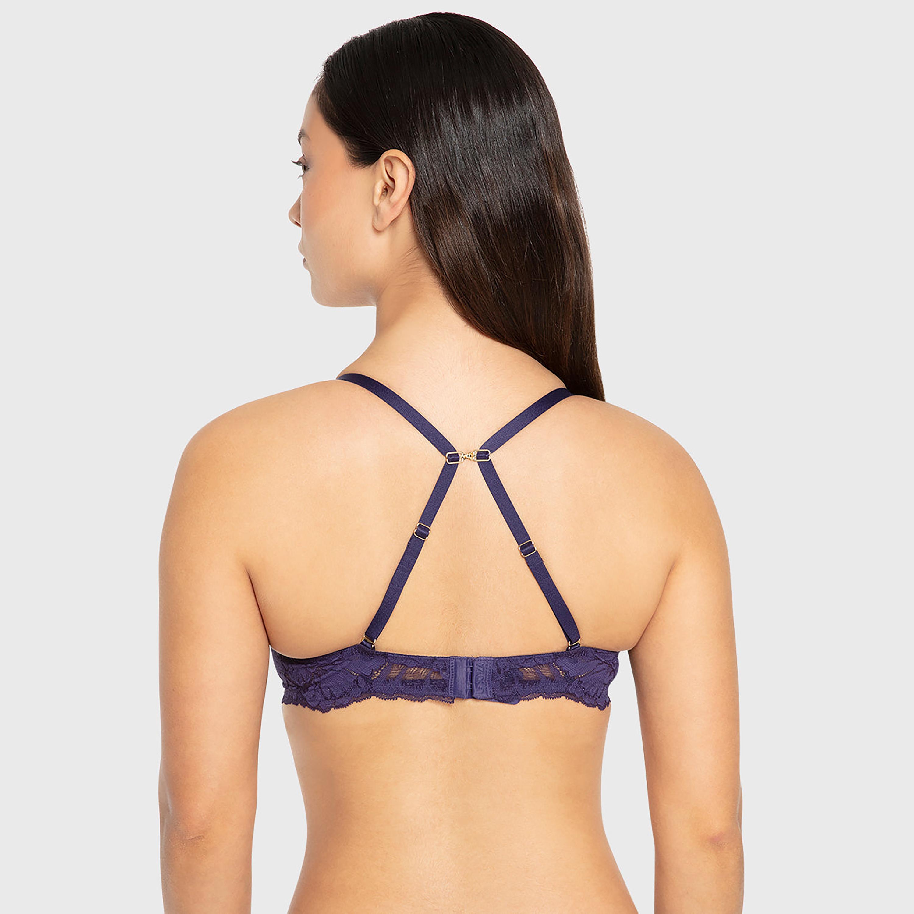 La Senza Hello Sugar Blue Lace Wired High Support Padded Women's Push-Up Bra-women-clothing-lingerie-bras-image-3