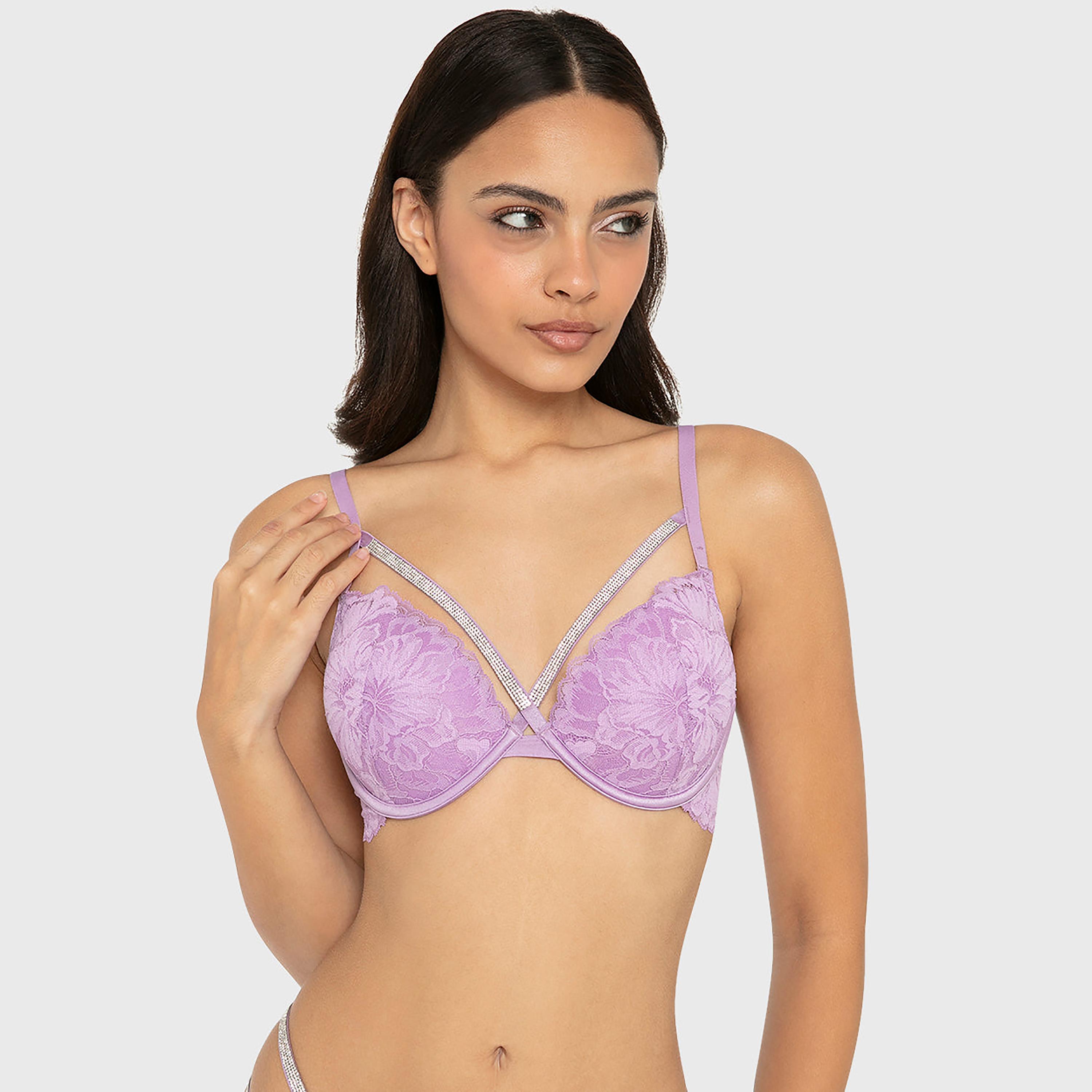 La Senza Hello Sugar Blue Lace Wired High Support Padded Women's Push-Up Bra-women-clothing-lingerie-bras-image-10