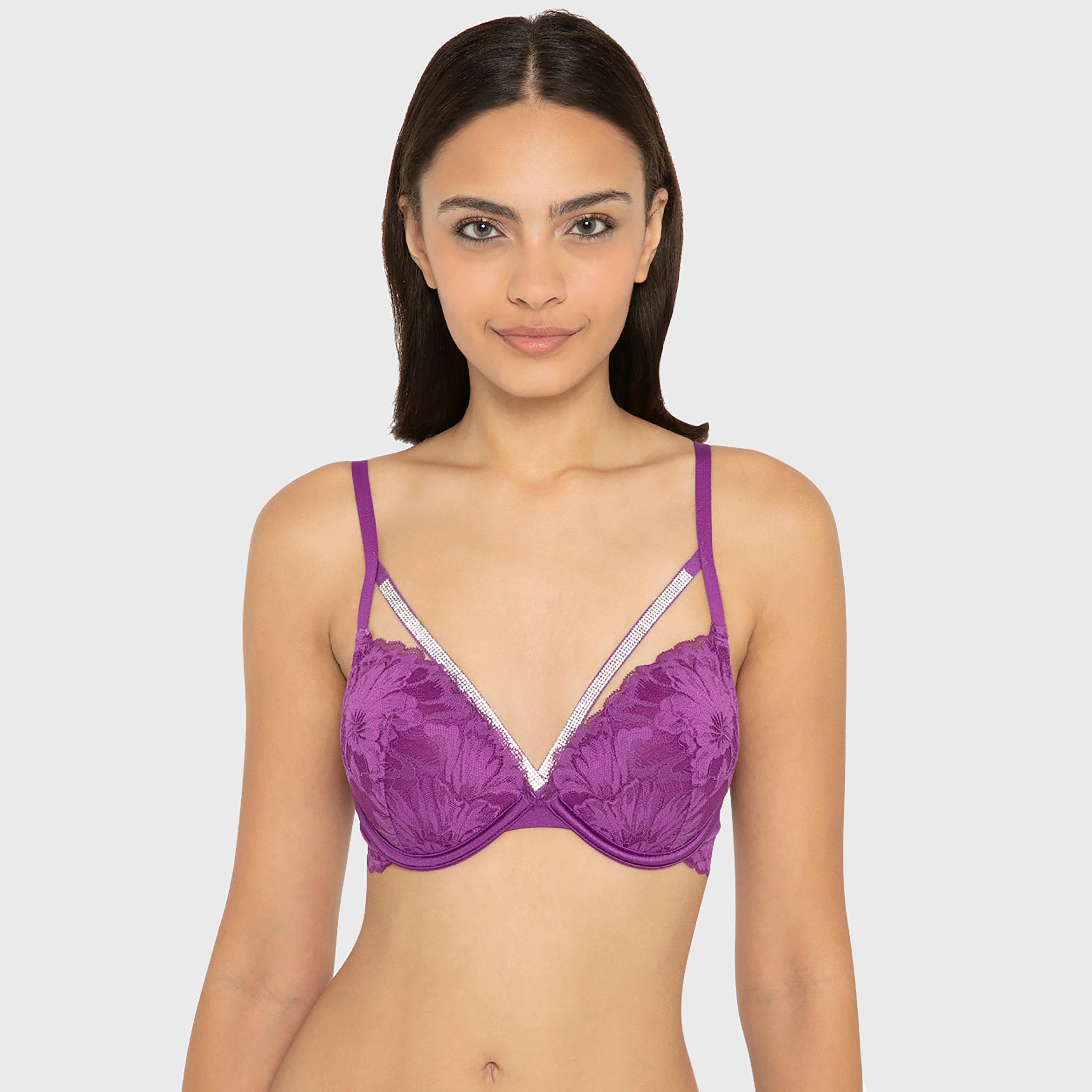 La Senza Hello Sugar Blue Lace Wired High Support Padded Women's Push-Up Bra-women-clothing-lingerie-bras-image-18