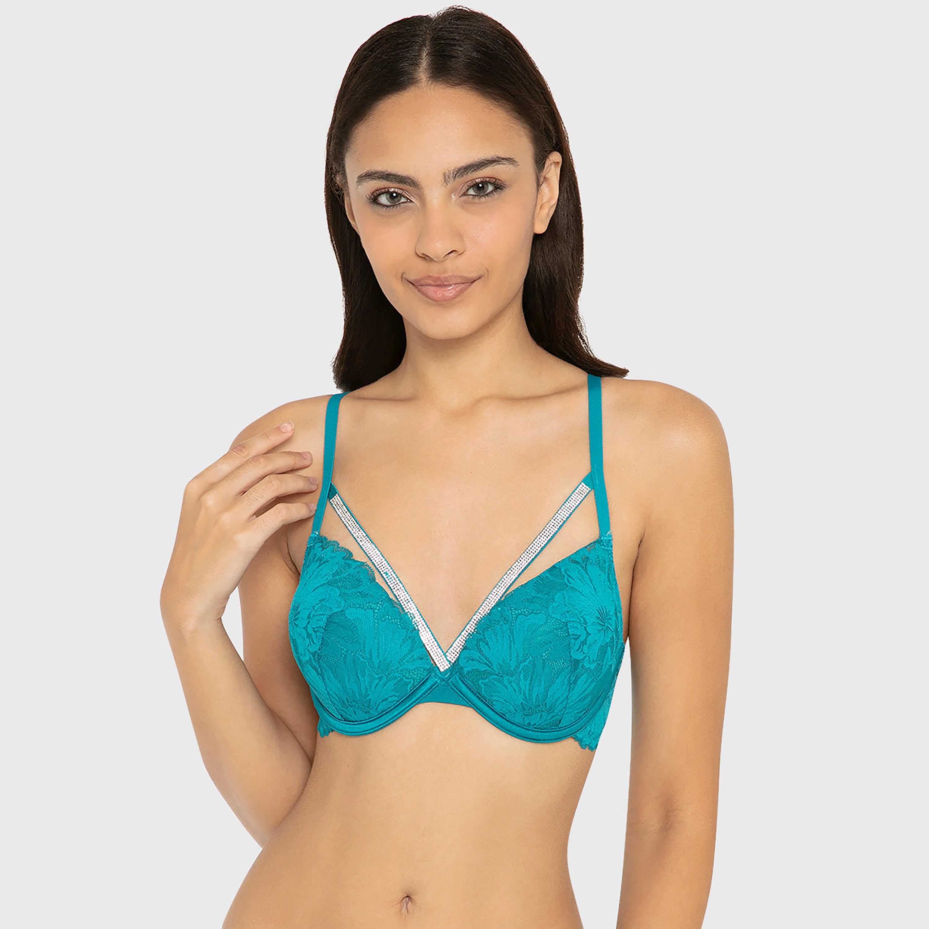 La Senza Hello Sugar Blue Lace Wired High Support Padded Women's Push-Up Bra-women-clothing-lingerie-bras-image-14